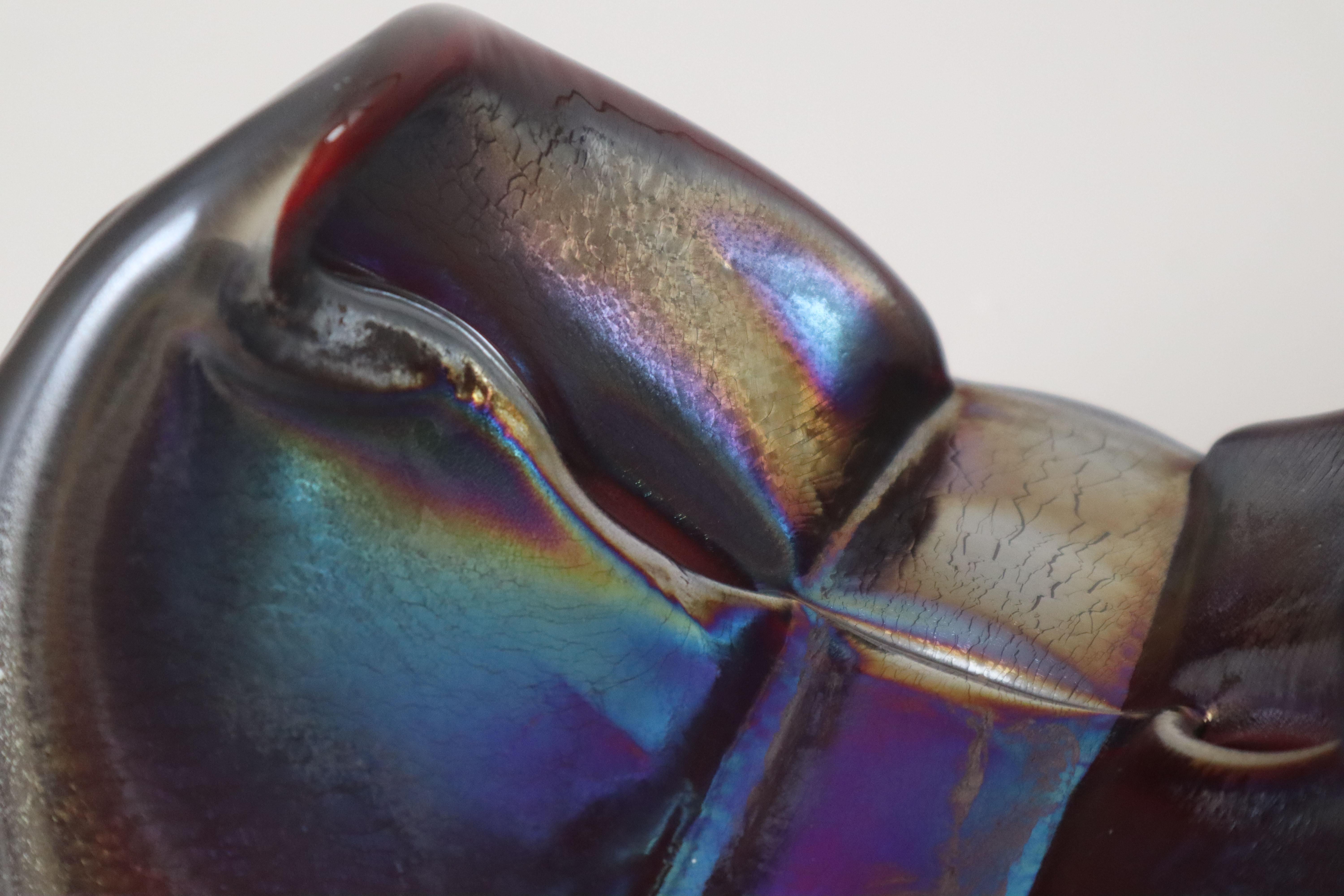 Scultura astratta in vetro iridescente di grandi dimensioni, Germania, anni '80 in vendita 4