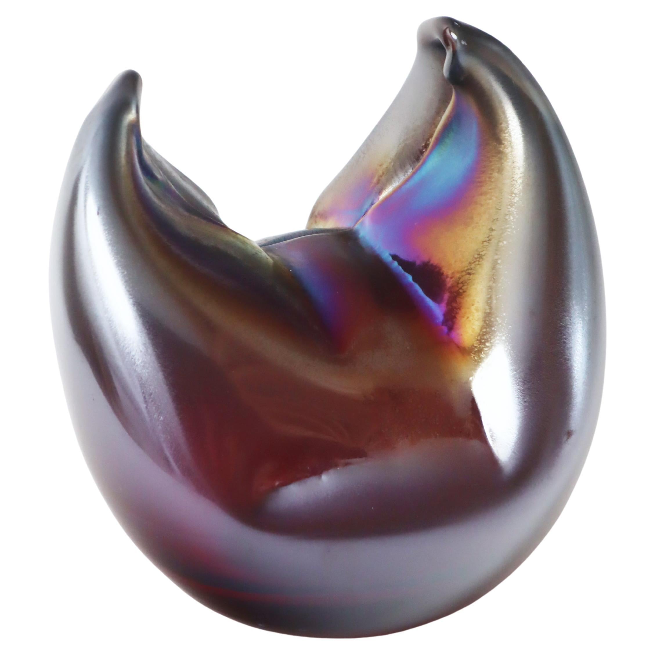 Scultura astratta in vetro iridescente di grandi dimensioni, Germania, anni '80