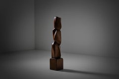 Abstract Iroko Wooden Sculpture by COR Dam, 1970s