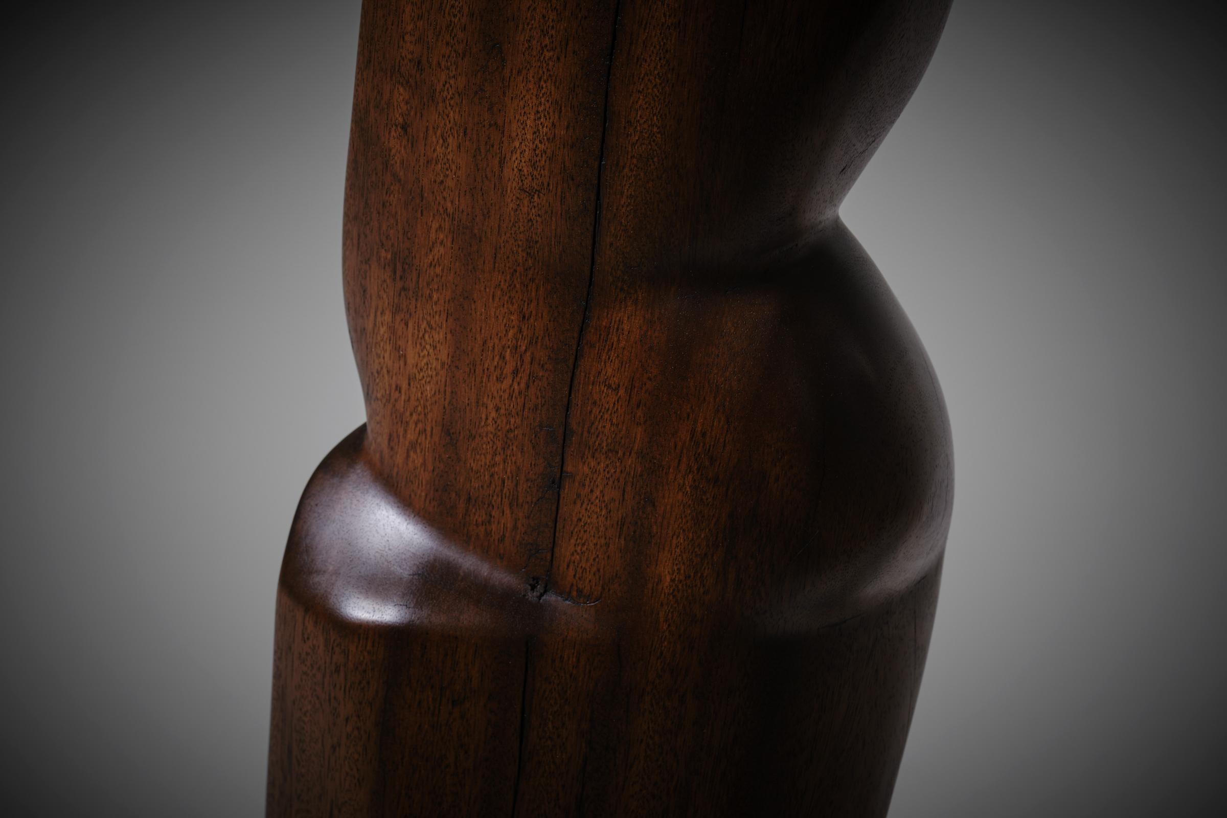 Abstract Iroko Wooden Sculpture by COR Dam, 1970s In Good Condition In Rotterdam, NL