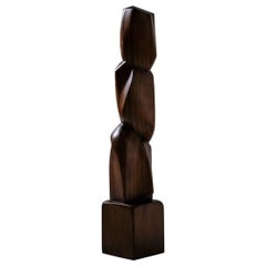 Abstract Iroko Wooden Sculpture by COR Dam, 1970s