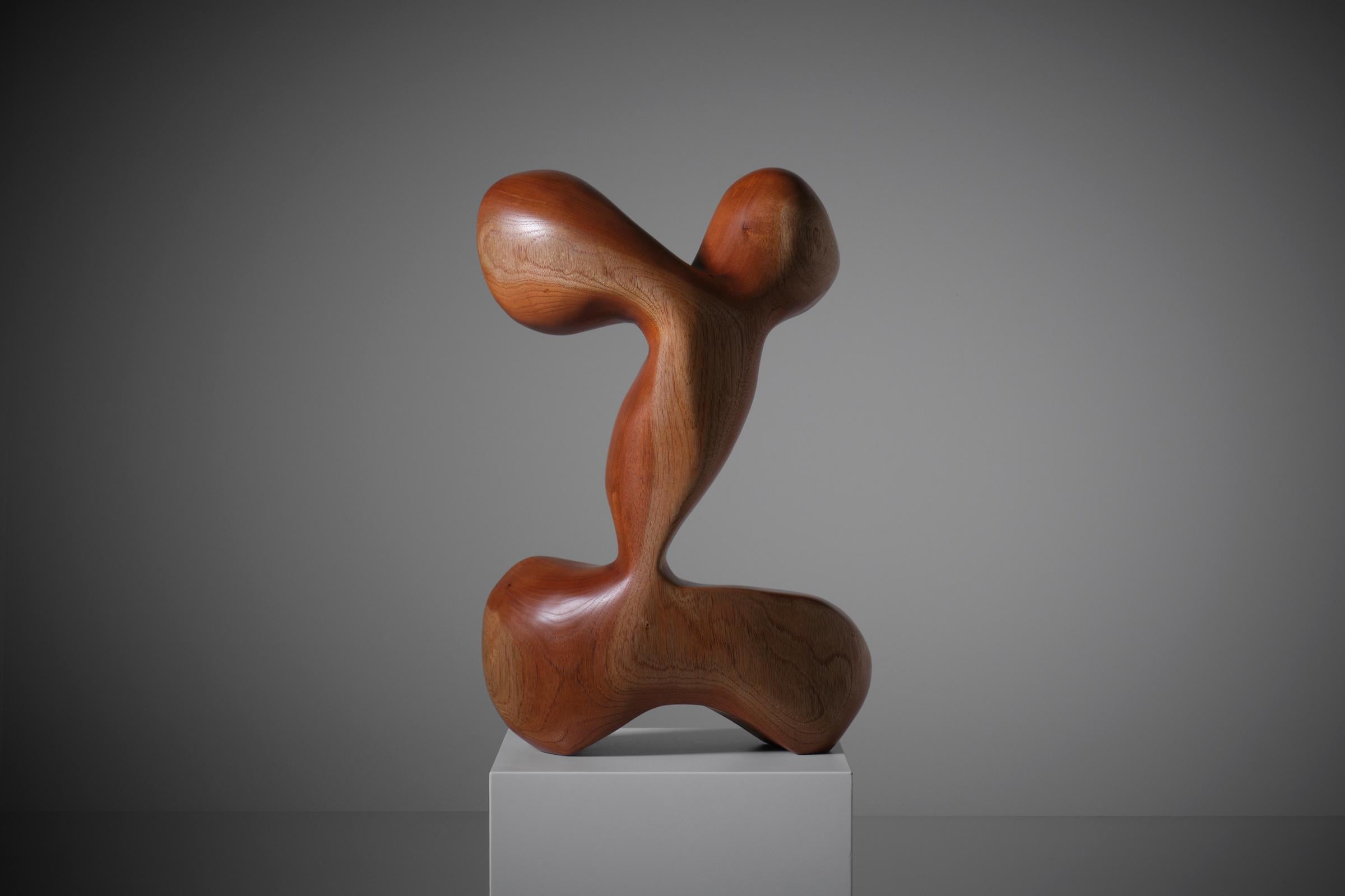Abstract Iroko Wooden Sculpture, Italy 1960s 2