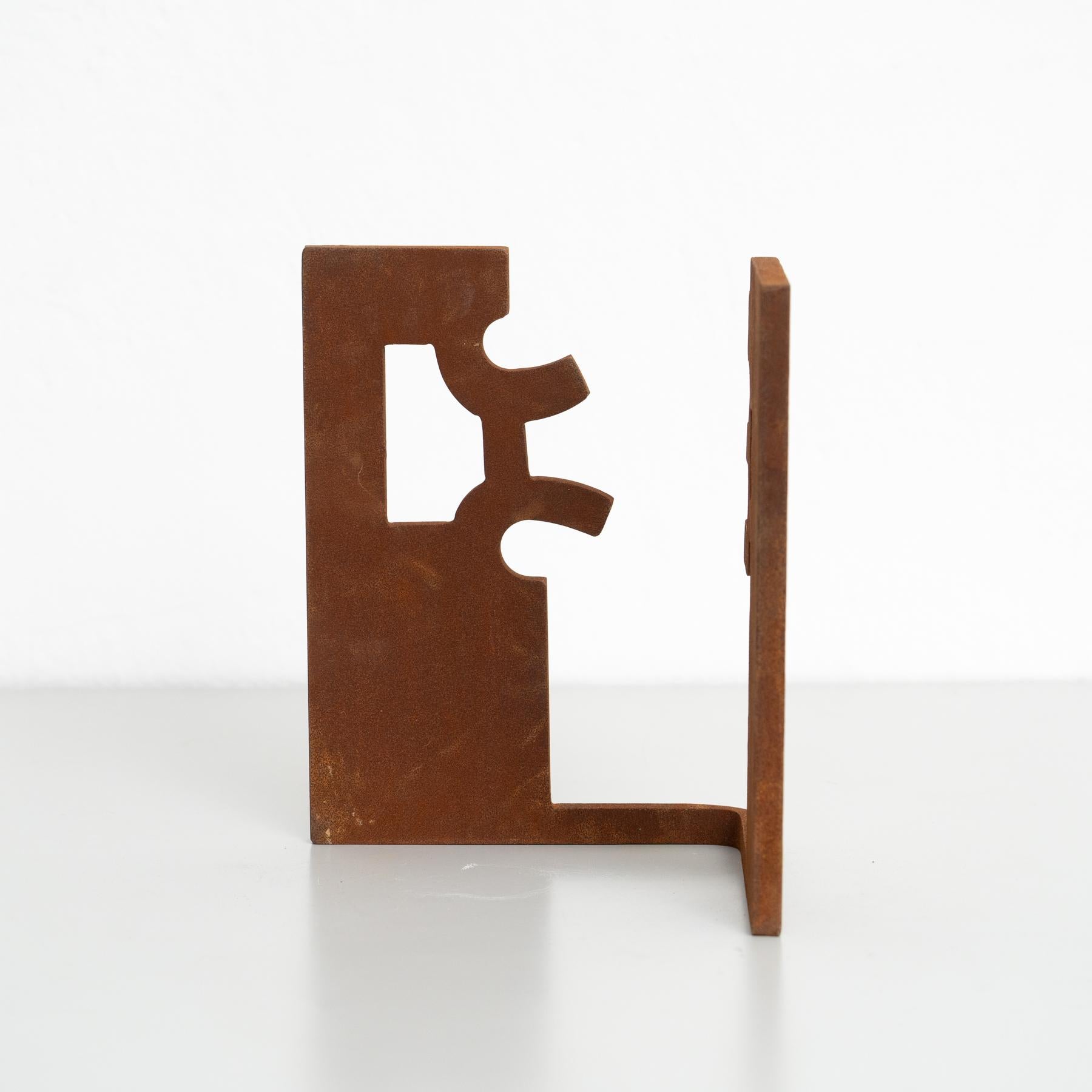 Metal Abstract Iron Sculpture in the Style of Chillida, circa 1990 For Sale