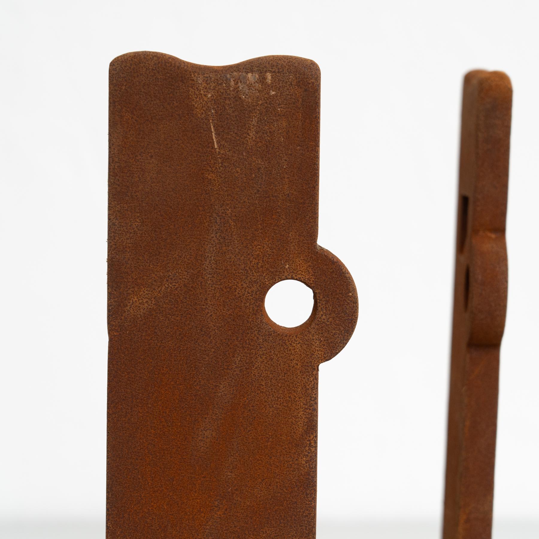 Metal Abstract Iron Sculpture in the Style of Chillida, circa 1990 For Sale