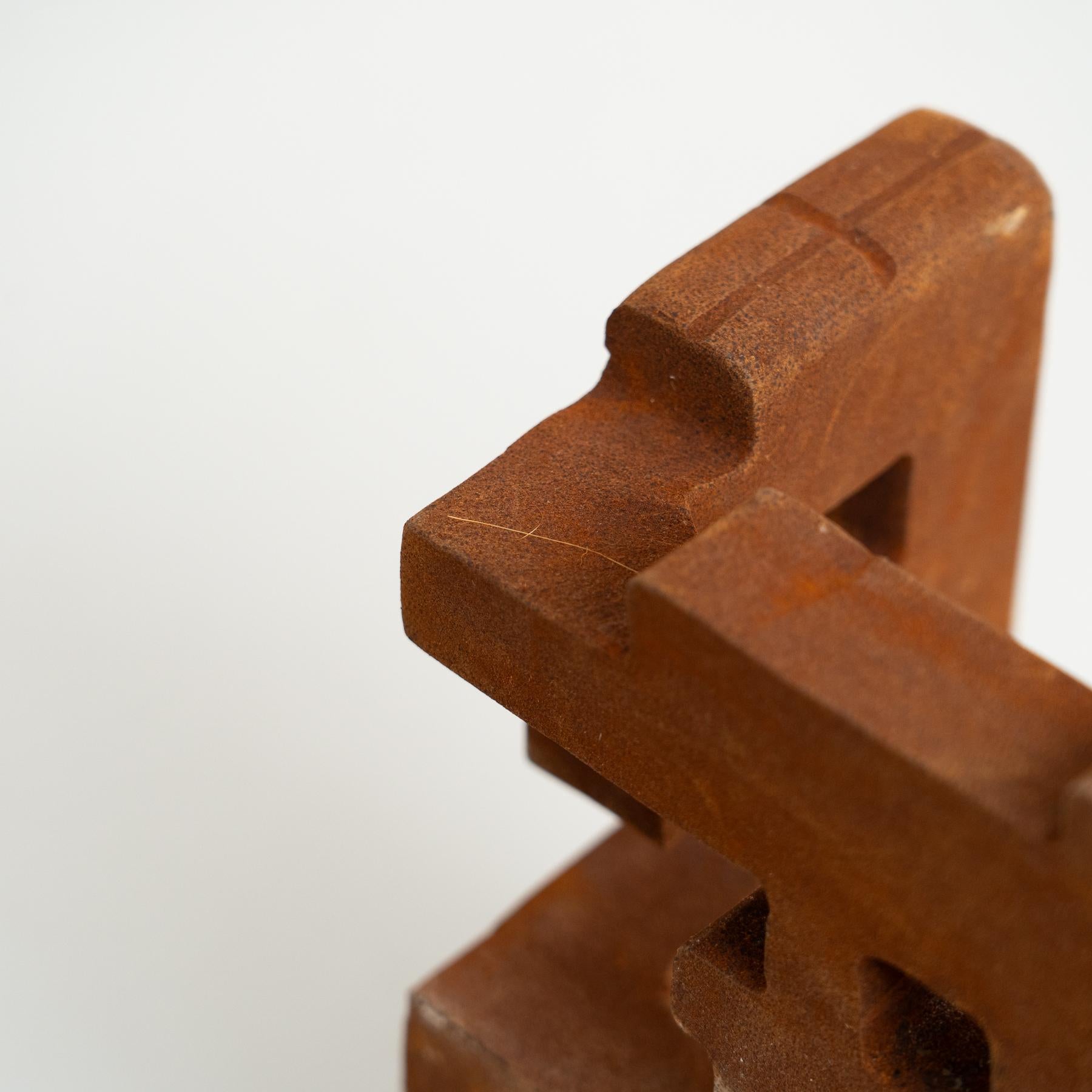 Metal Abstract Iron Sculpture in the Style of Chillida, circa 1990 For Sale