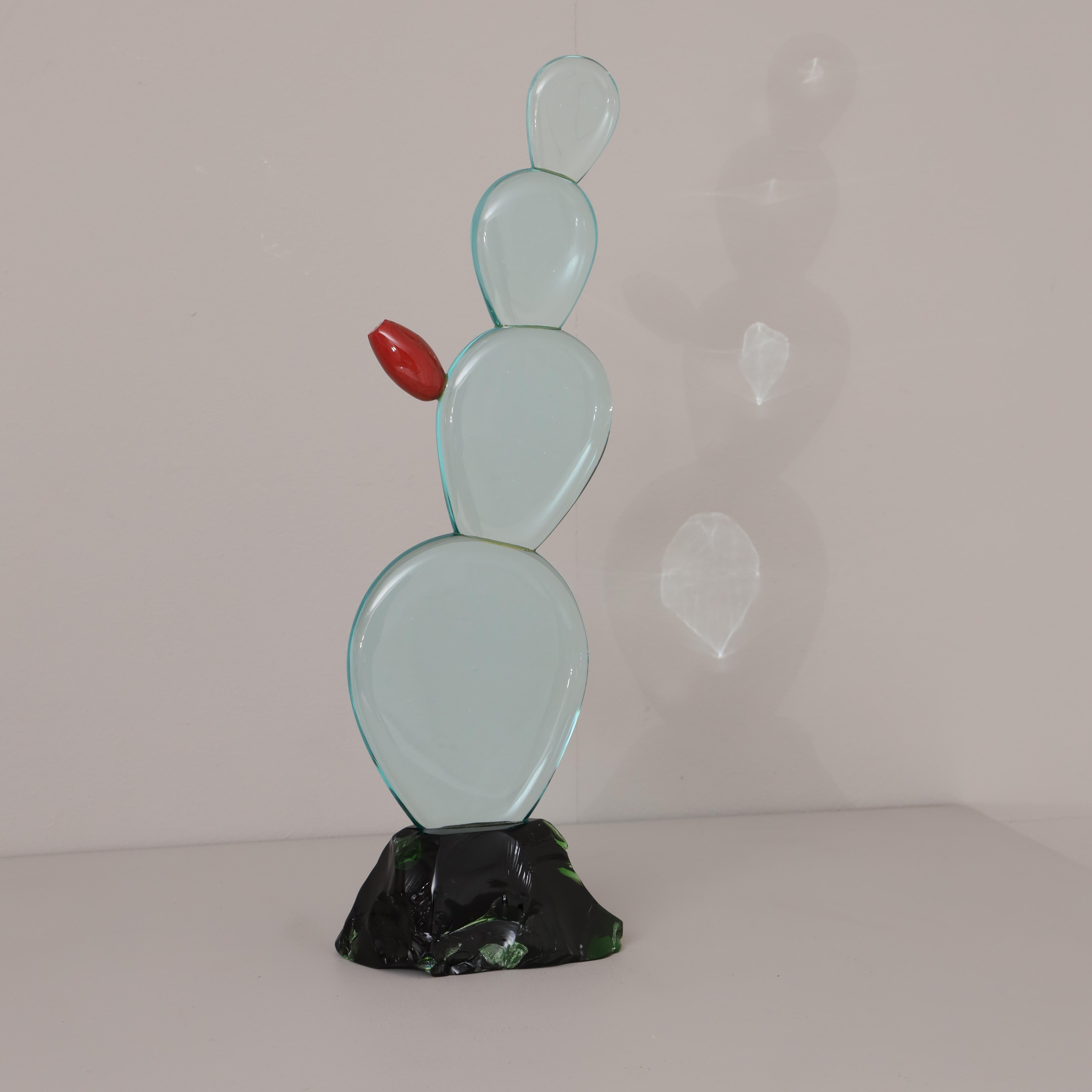 Abstrakte italienische Kunstglas-Skulptur aus Glas (Ende des 20. Jahrhunderts) im Angebot