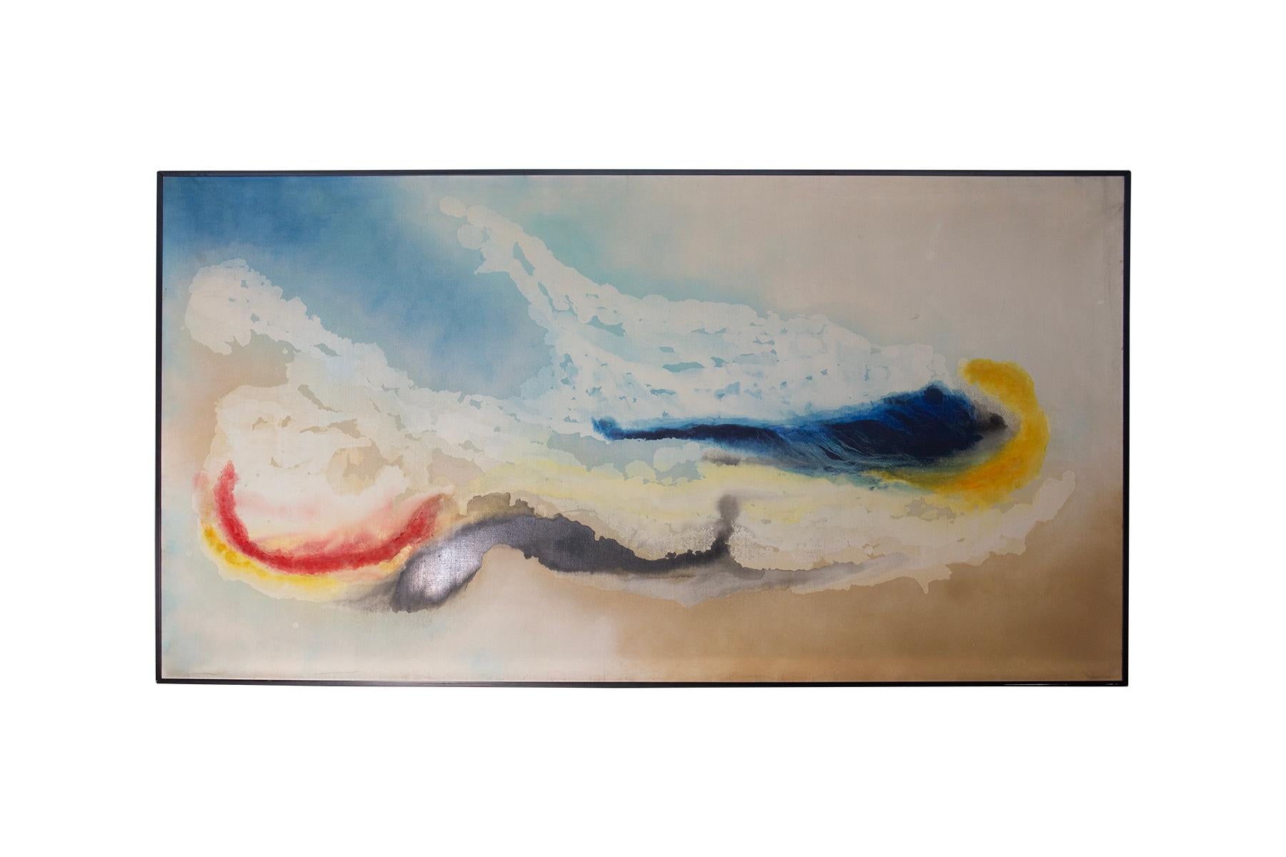 Mid-Century Modern Abstract Italian post modern painting, signature unknown For Sale