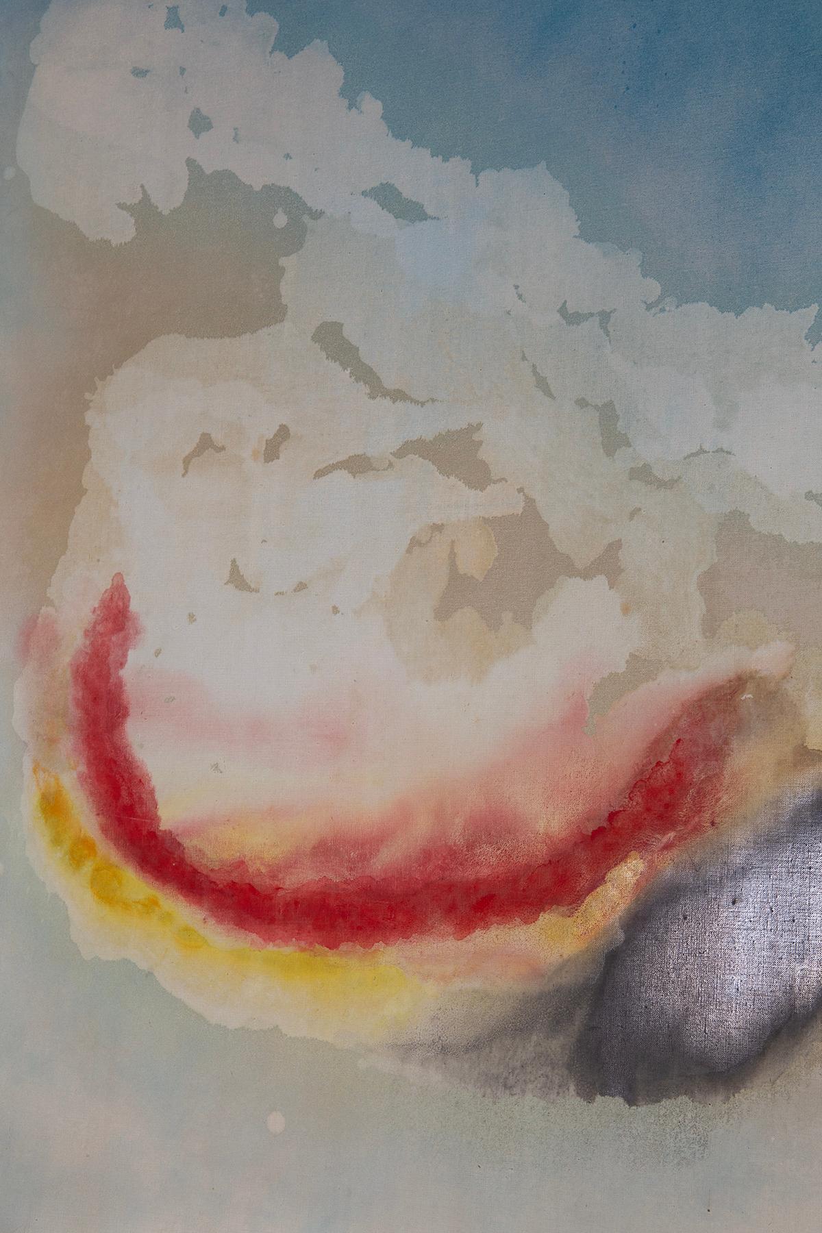 Canvas Abstract Italian post modern painting, signature unknown For Sale