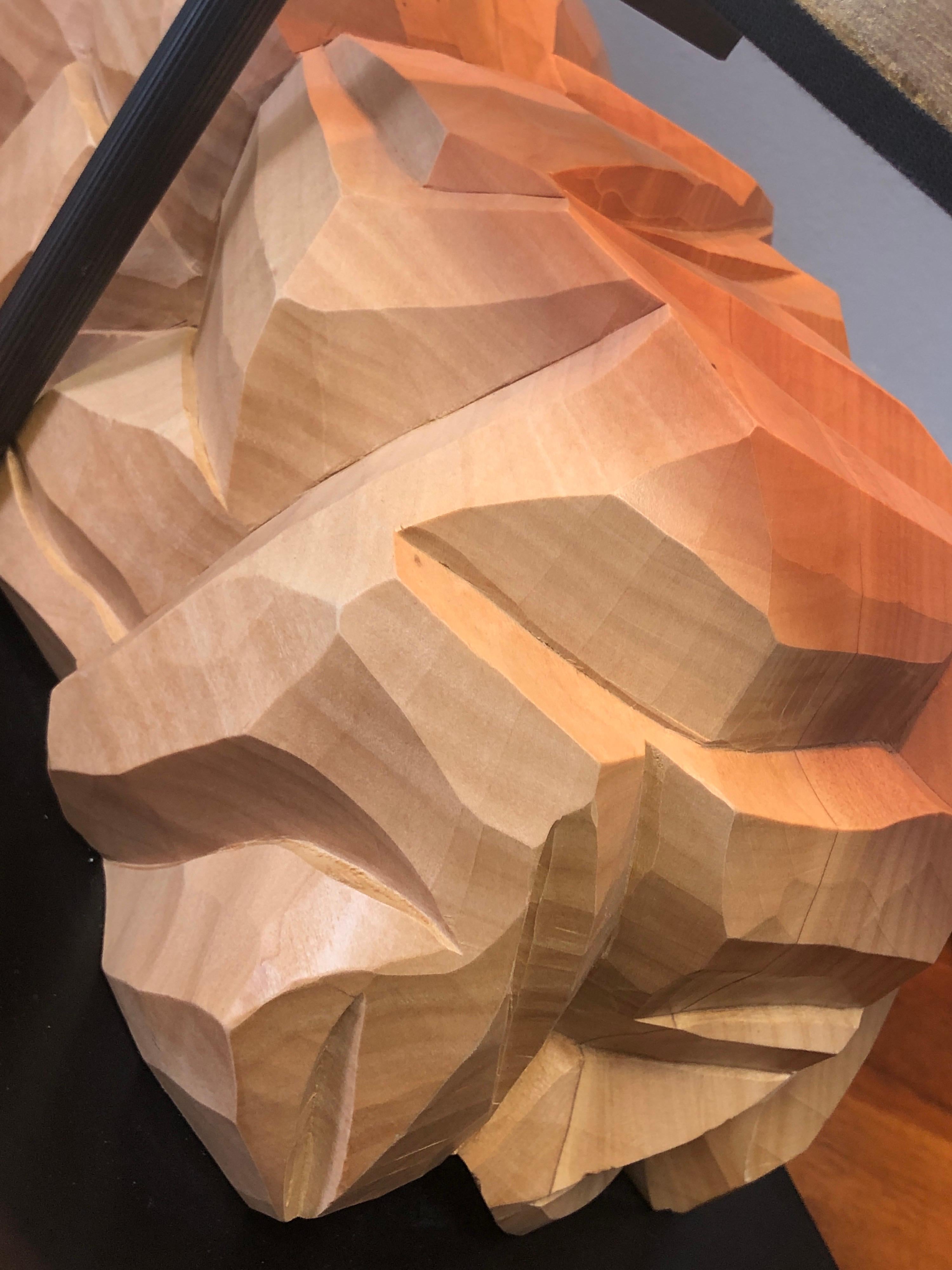Bois Lampe de bureau italienne abstraite en bois sculpté organique en vente