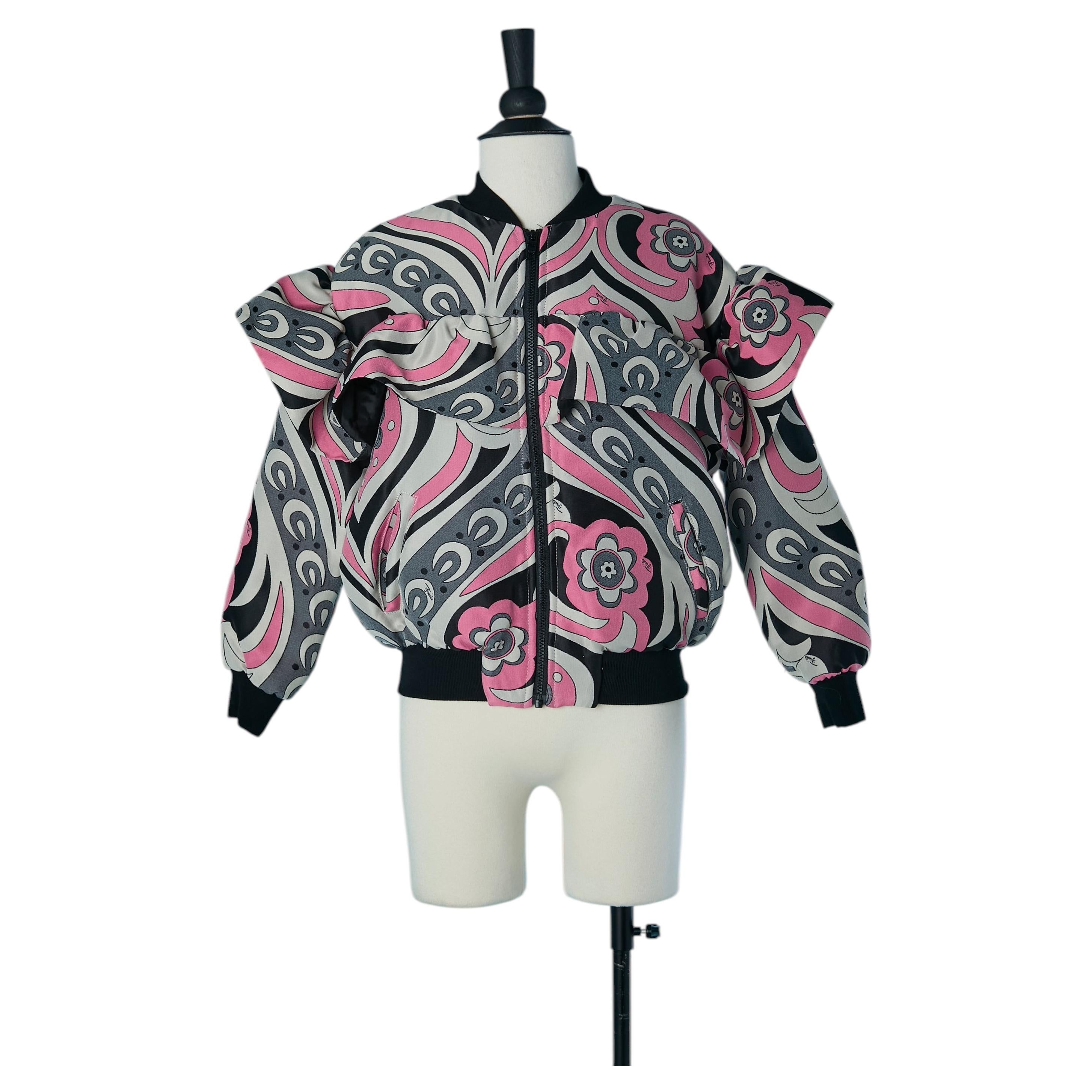 Abstract jacquard pattern jacket with ruffles EMILIO PUCCI