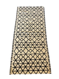 Abstract Kilim Rug Ivory / Black Modern Wool Scandinavian Rug Carpet