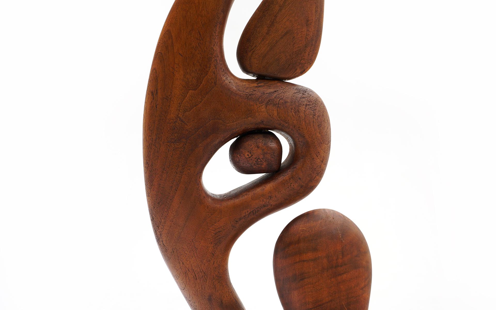 Mid-Century Modern Abstract Kinetic Table Top Sculpture in Walnut by Clarence Teed For Sale