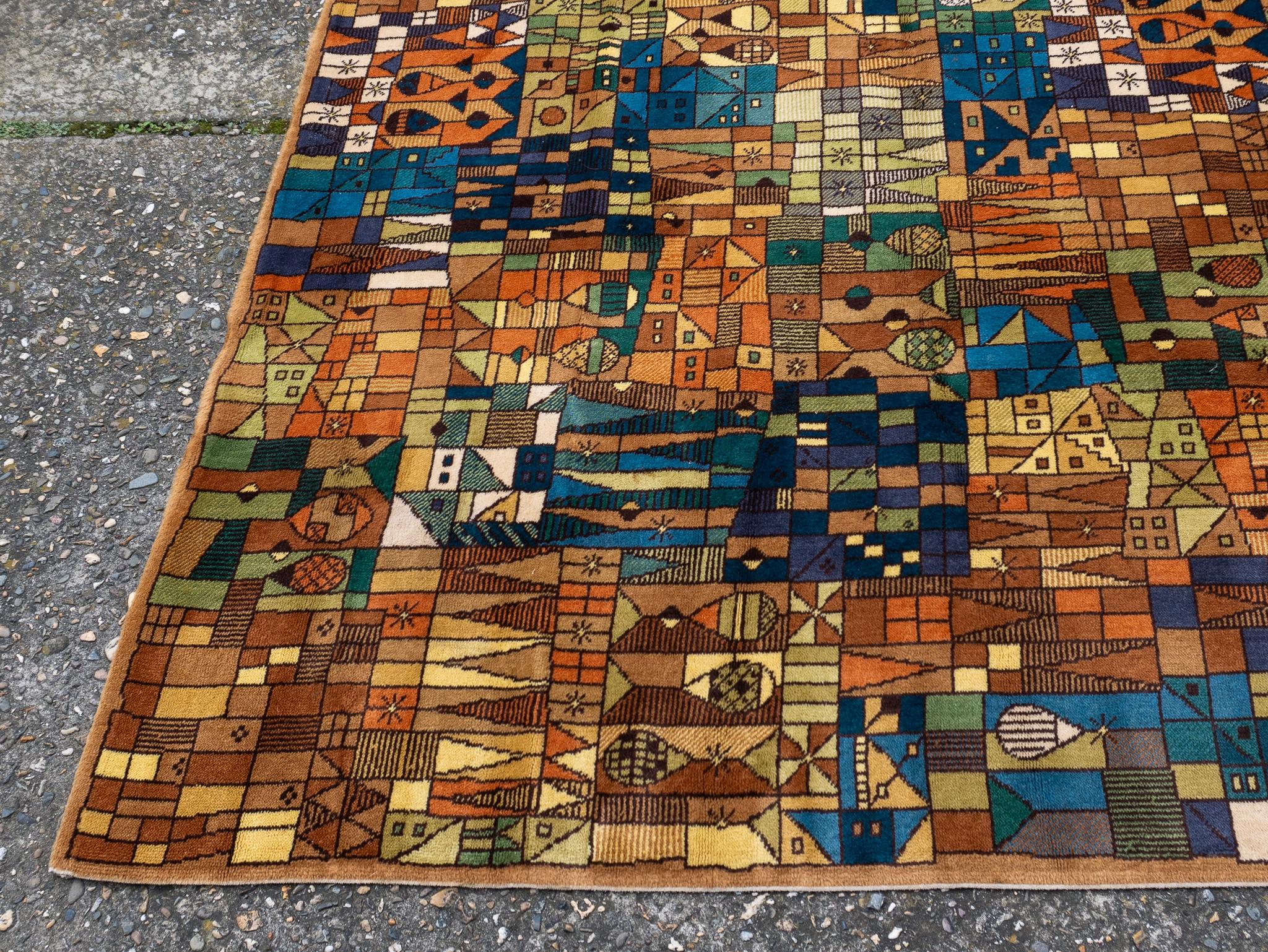 Abstrakter Landschaftsteppich, Teppich aus Vorwerk, 1960er Jahre (Moderne der Mitte des Jahrhunderts) im Angebot