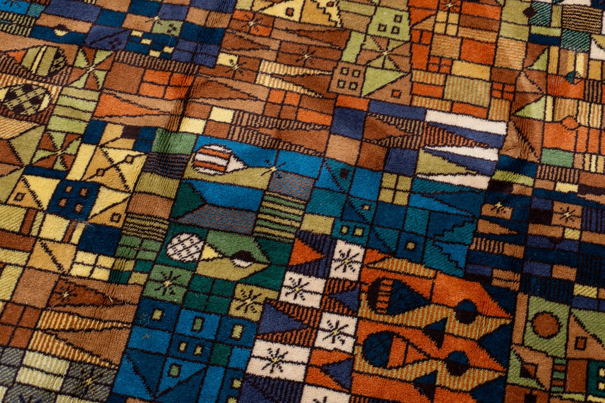 Abstrakter Landschaftsteppich, Teppich aus Vorwerk, 1960er Jahre im Zustand „Gut“ im Angebot in Antwerp, BE