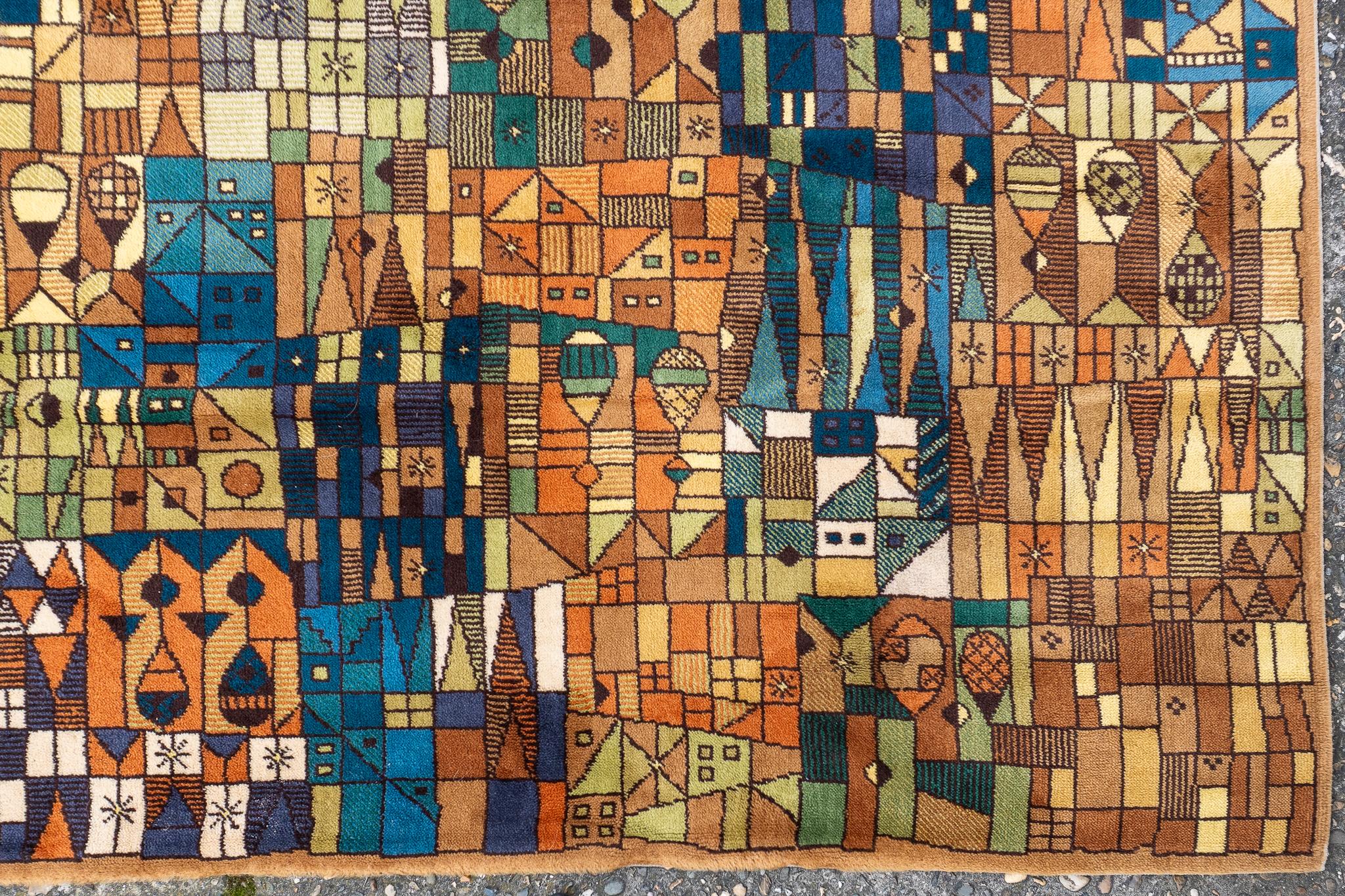 Abstrakter Landschaftsteppich, Teppich aus Vorwerk, 1960er Jahre (Wolle) im Angebot
