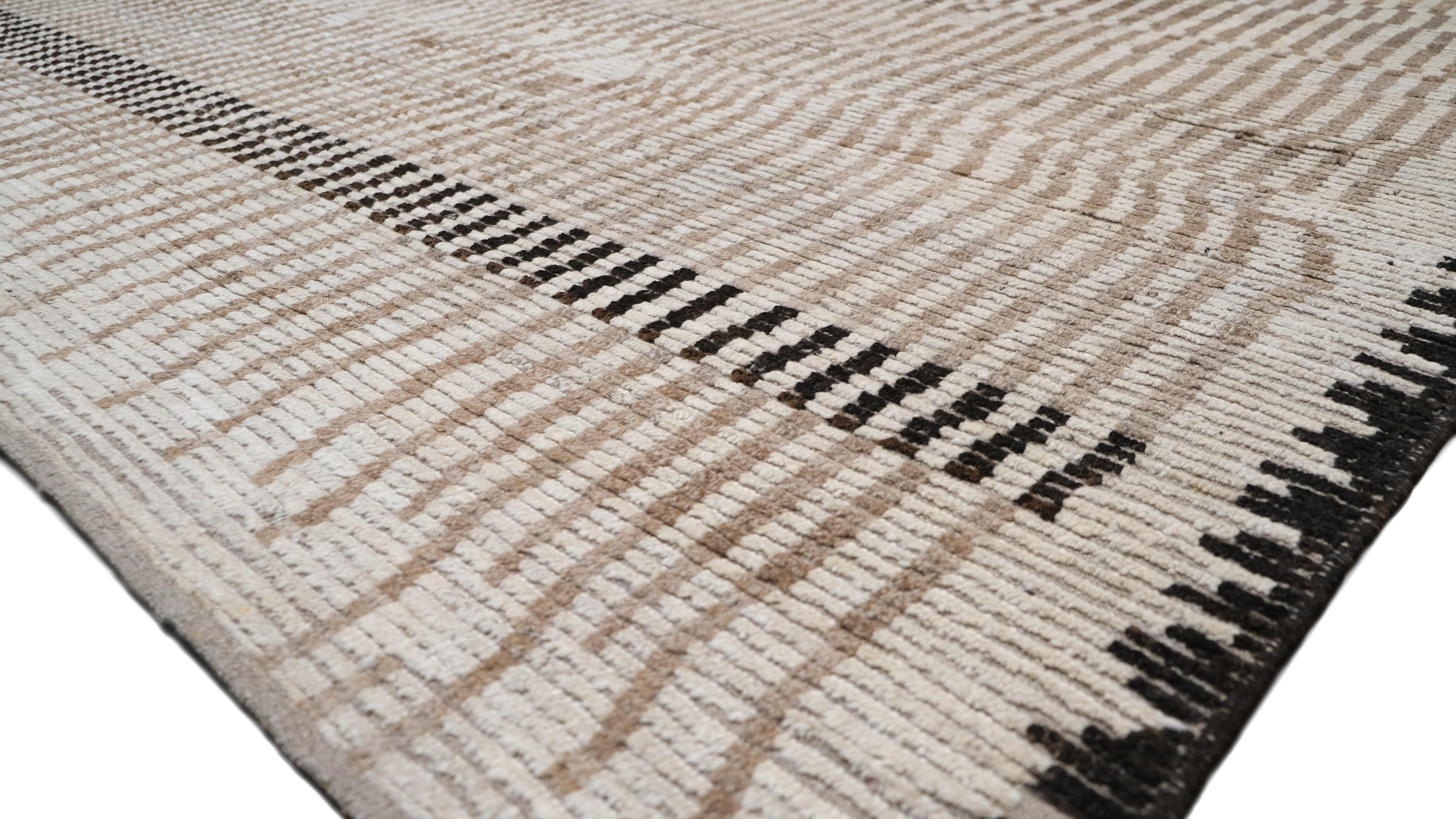 Alfombra de lana de diseño Deco Paisaje Abstracto Beige Marrón 9'2''x12' Afgano en venta