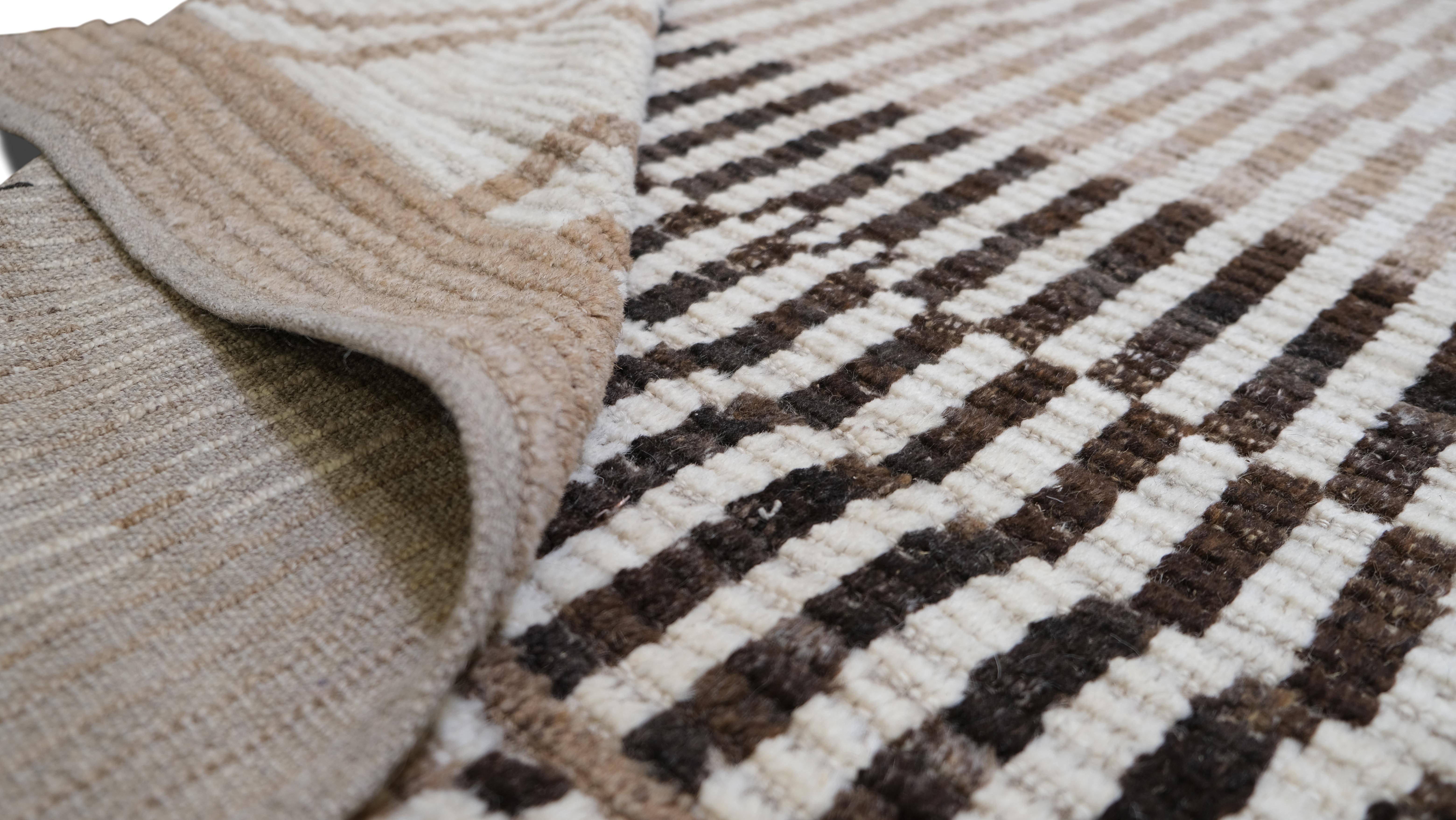 Alfombra de lana de diseño Deco Paisaje Abstracto Beige Marrón 9'2''x12' Anudado a mano en venta