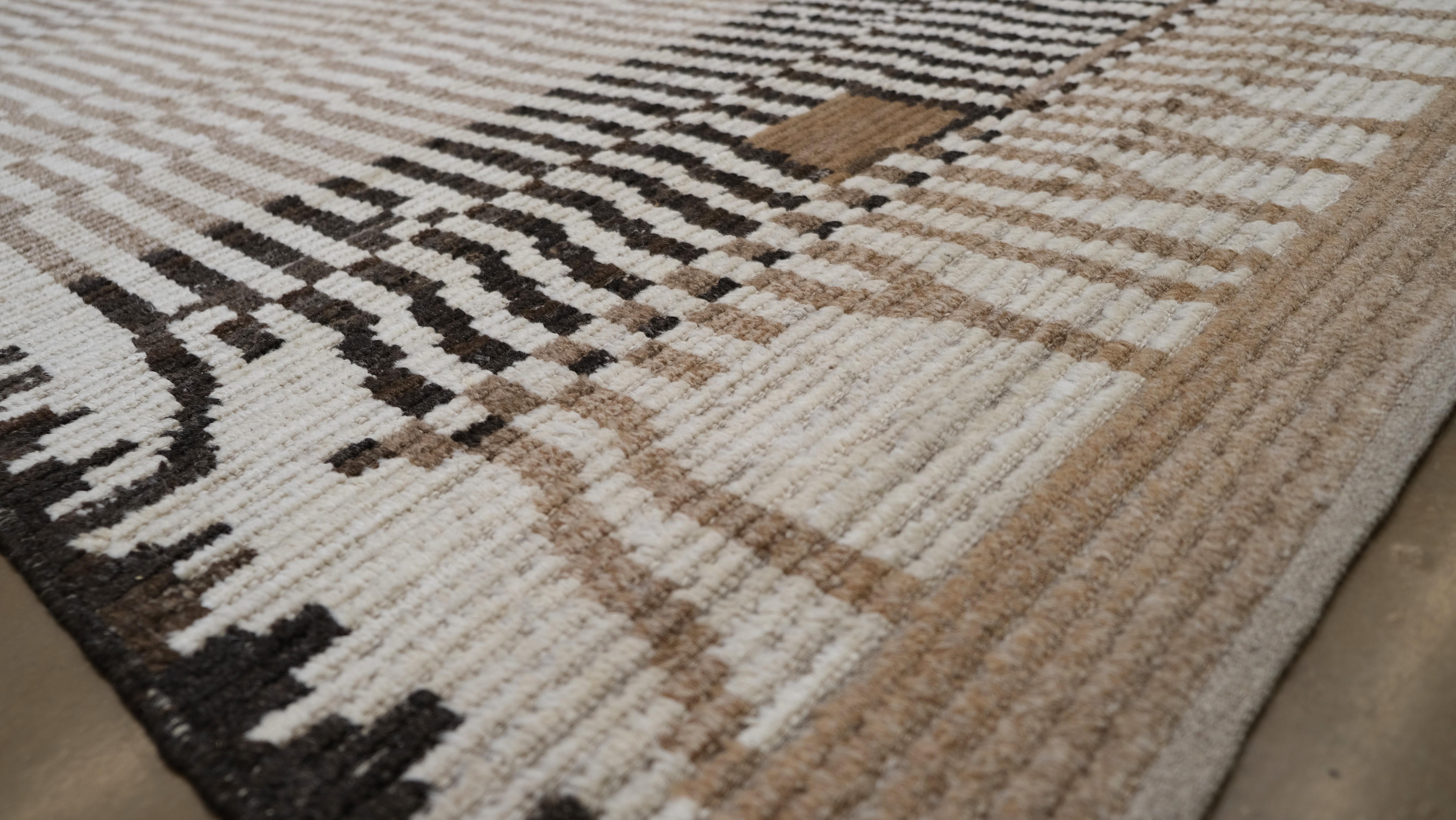 Alfombra de lana de diseño Deco Paisaje Abstracto Beige Marrón 9'2''x12' en Nuevo estado para la venta en Torrance, CA
