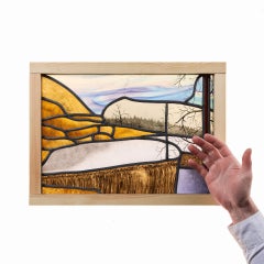 Abstract Landscape Mid-Century Stained Glass Window
