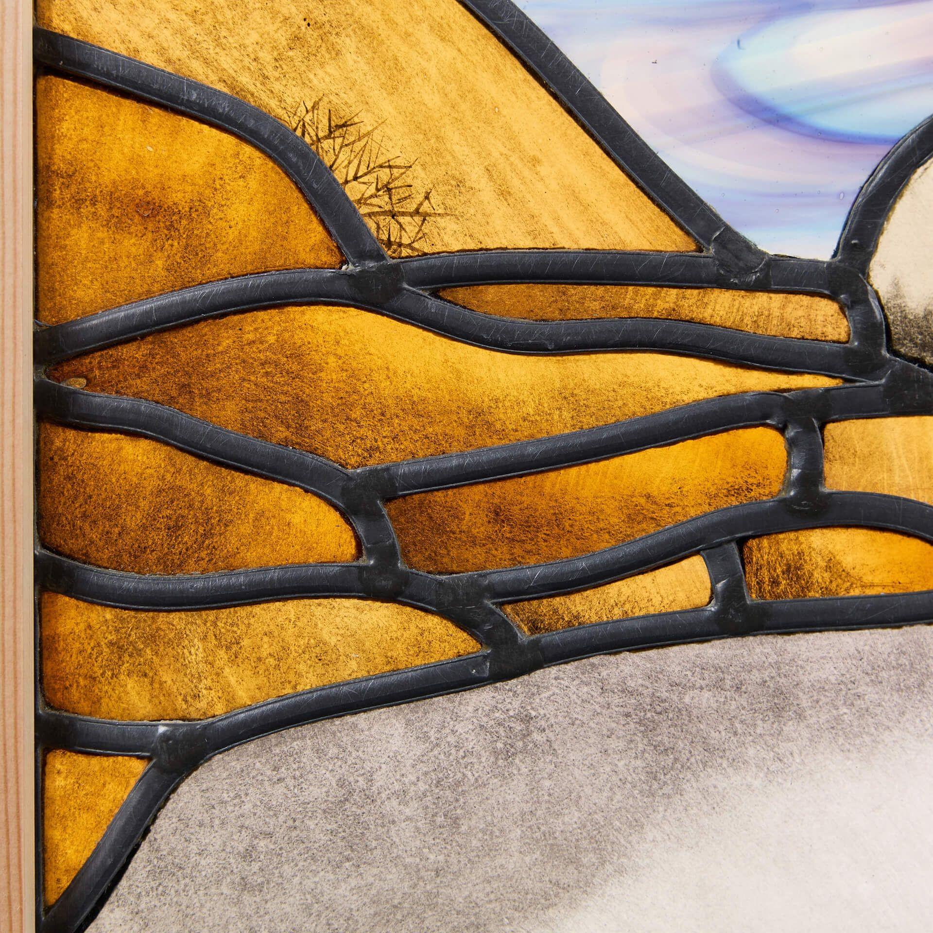 Mid-Century Modern Abstract Landscape Mid-Century Stained Glass Window For Sale