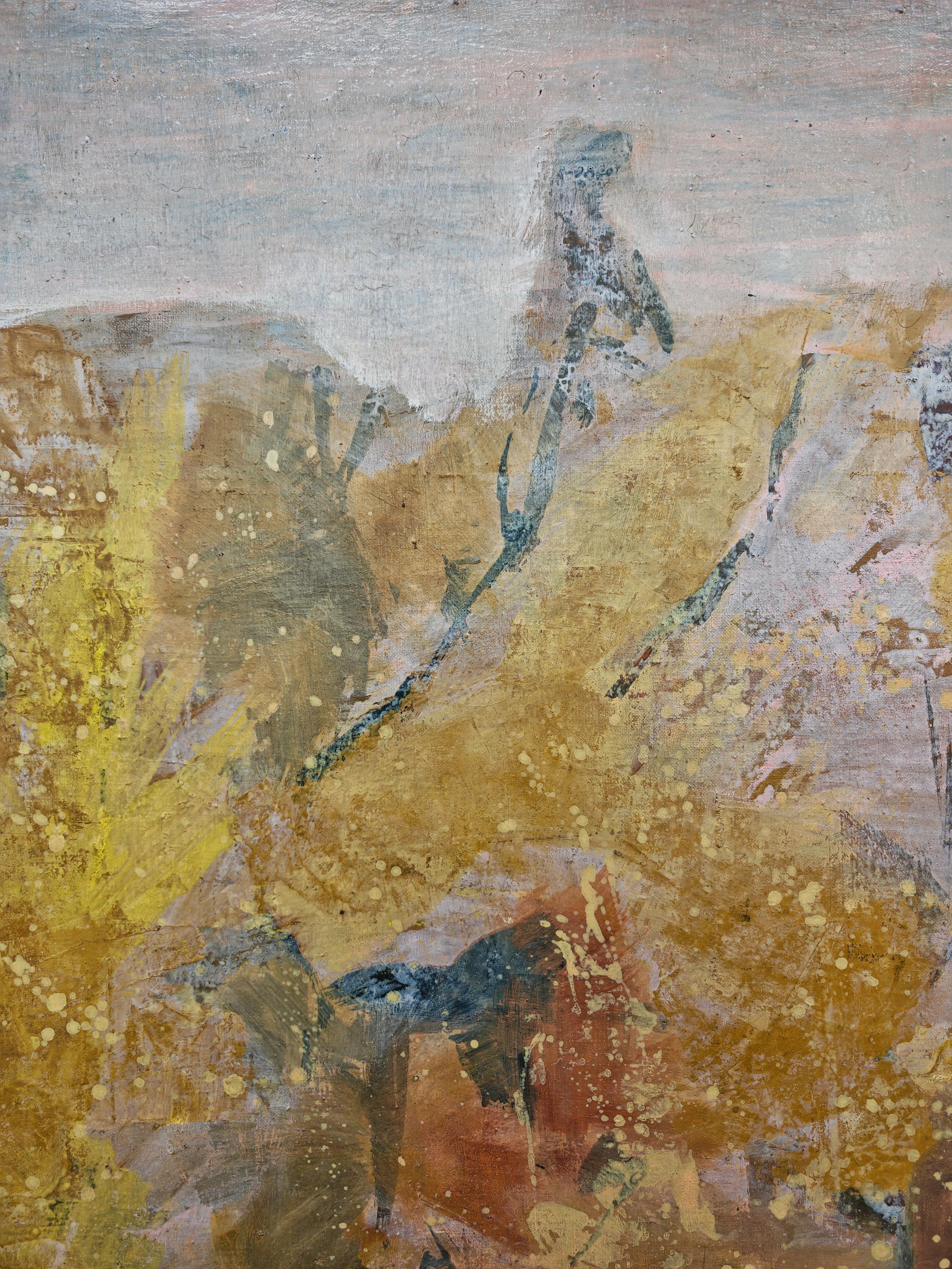 Abstrakte Landschaft, Öl auf Leinwand des jugoslawischen Künstlers Krsta Andrejevic, 1961 (Serbisch) im Angebot