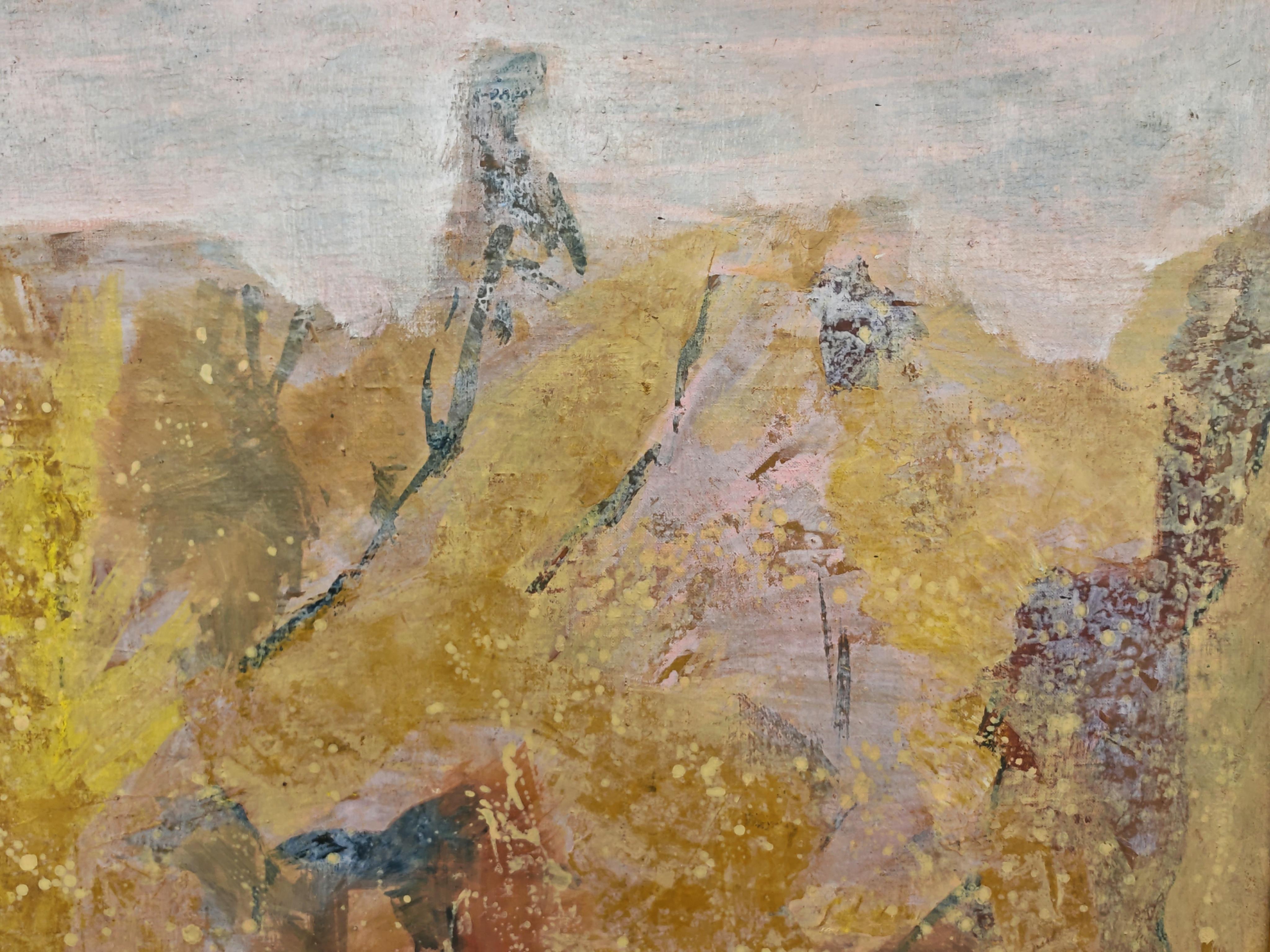 Abstrakte Landschaft, Öl auf Leinwand des jugoslawischen Künstlers Krsta Andrejevic, 1961 im Angebot 2