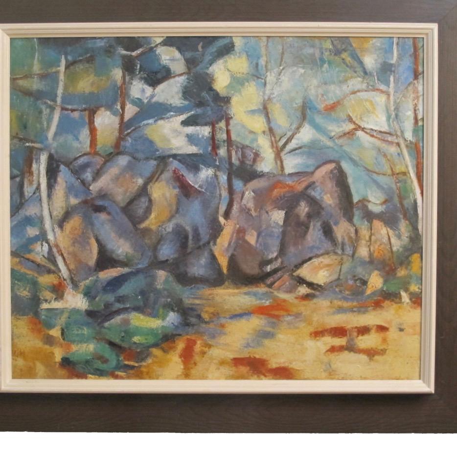 Canvas Abstract Landscape Oil Painting, California Artist, 20th Century