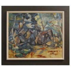 Vintage Abstract Landscape Oil Painting, California Artist, 20th Century