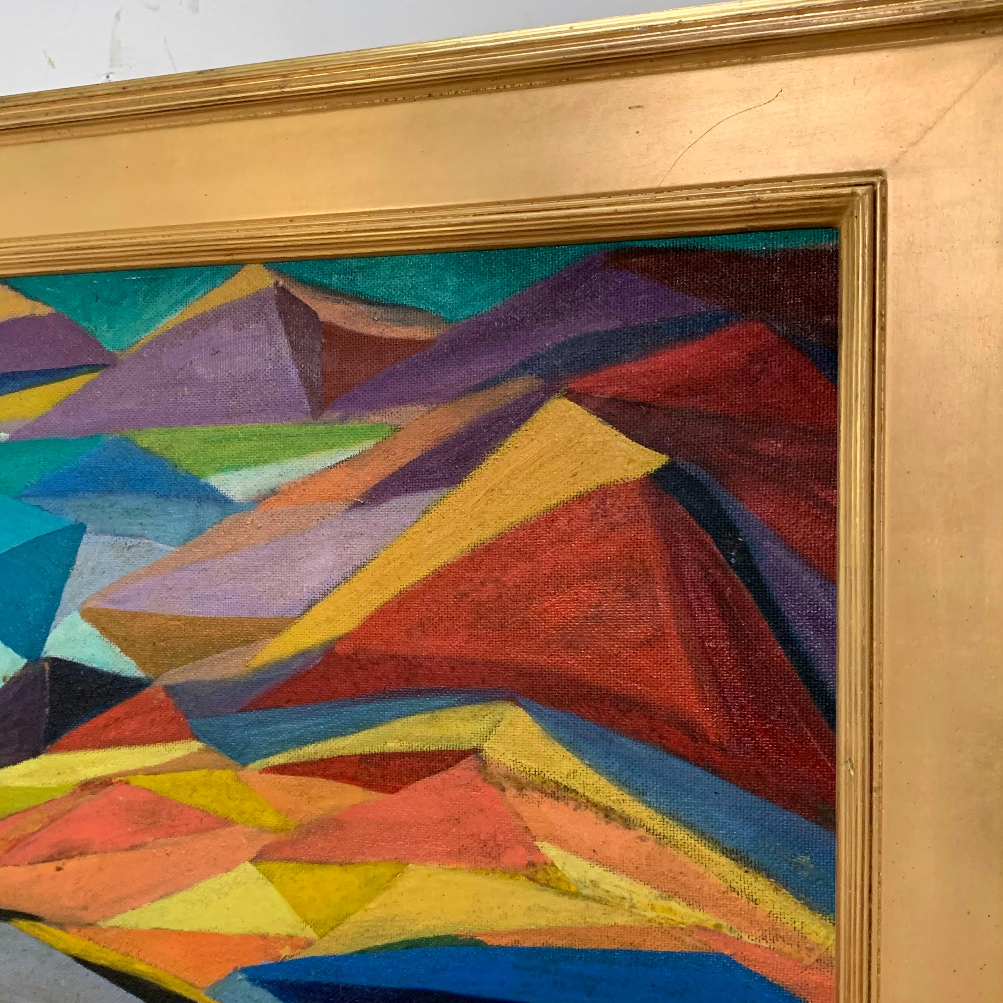 Abstract Landscape Painting of Laramie, Wyoming by Judy Langland, circa 1940s In Good Condition In Peabody, MA