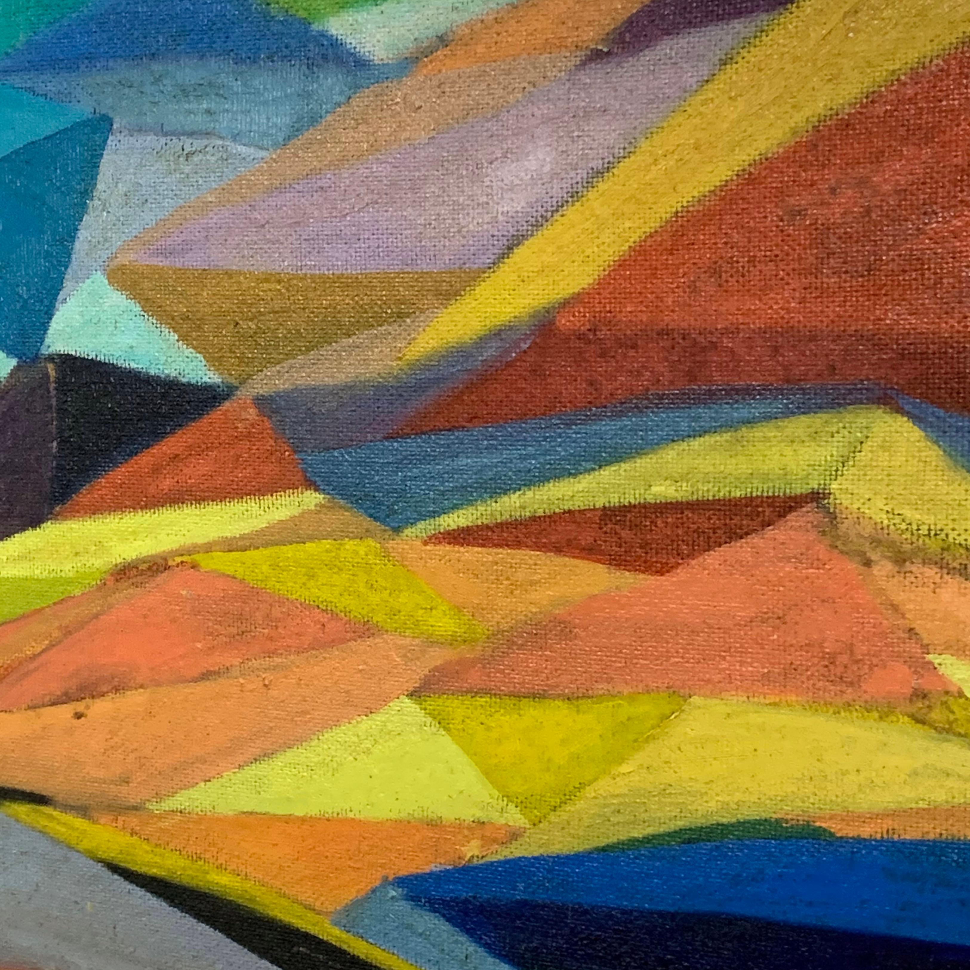 Mid-20th Century Abstract Landscape Painting of Laramie, Wyoming by Judy Langland, circa 1940s