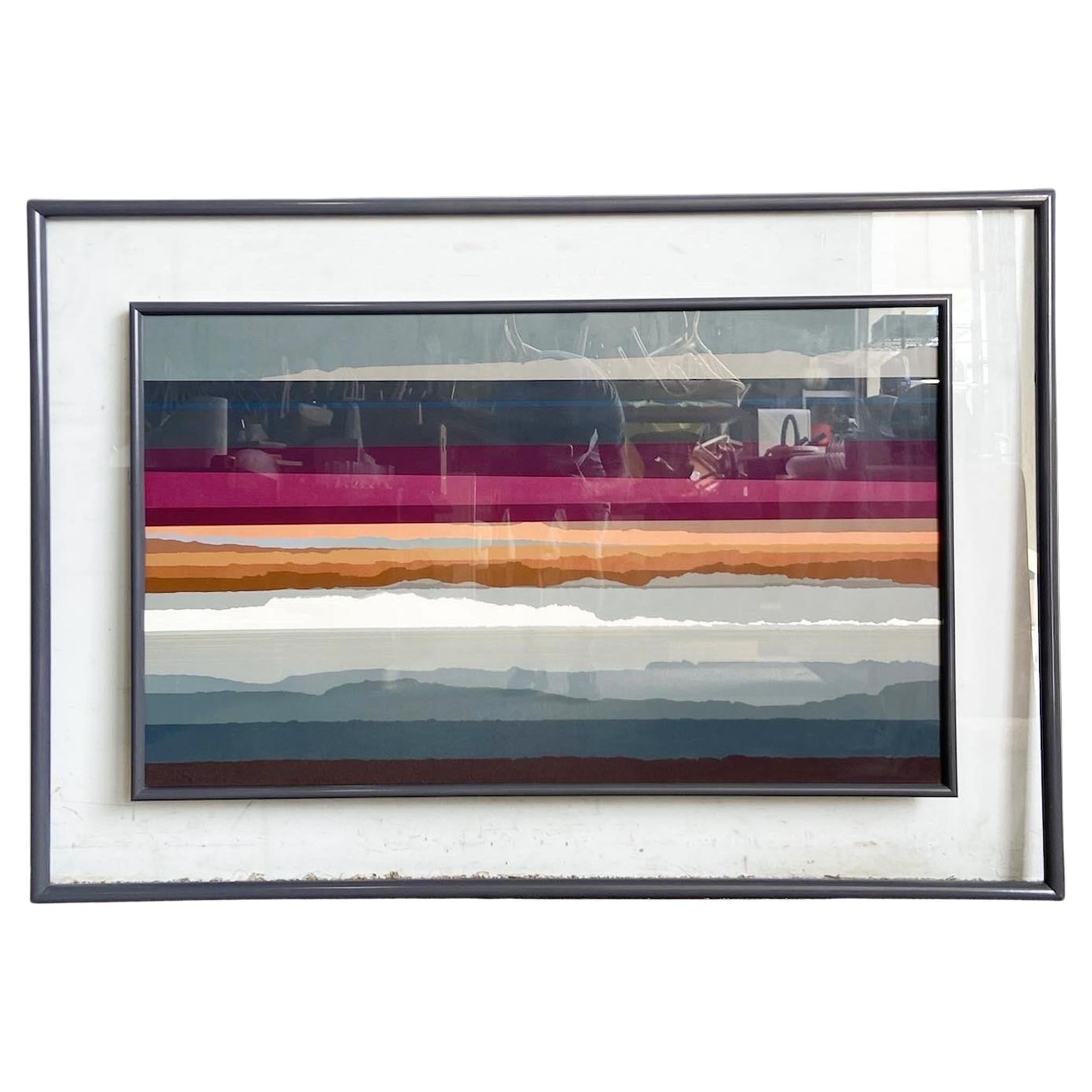 Abstract Landscape Signed and Acrylic Framed Lithograph 84/285 For Sale