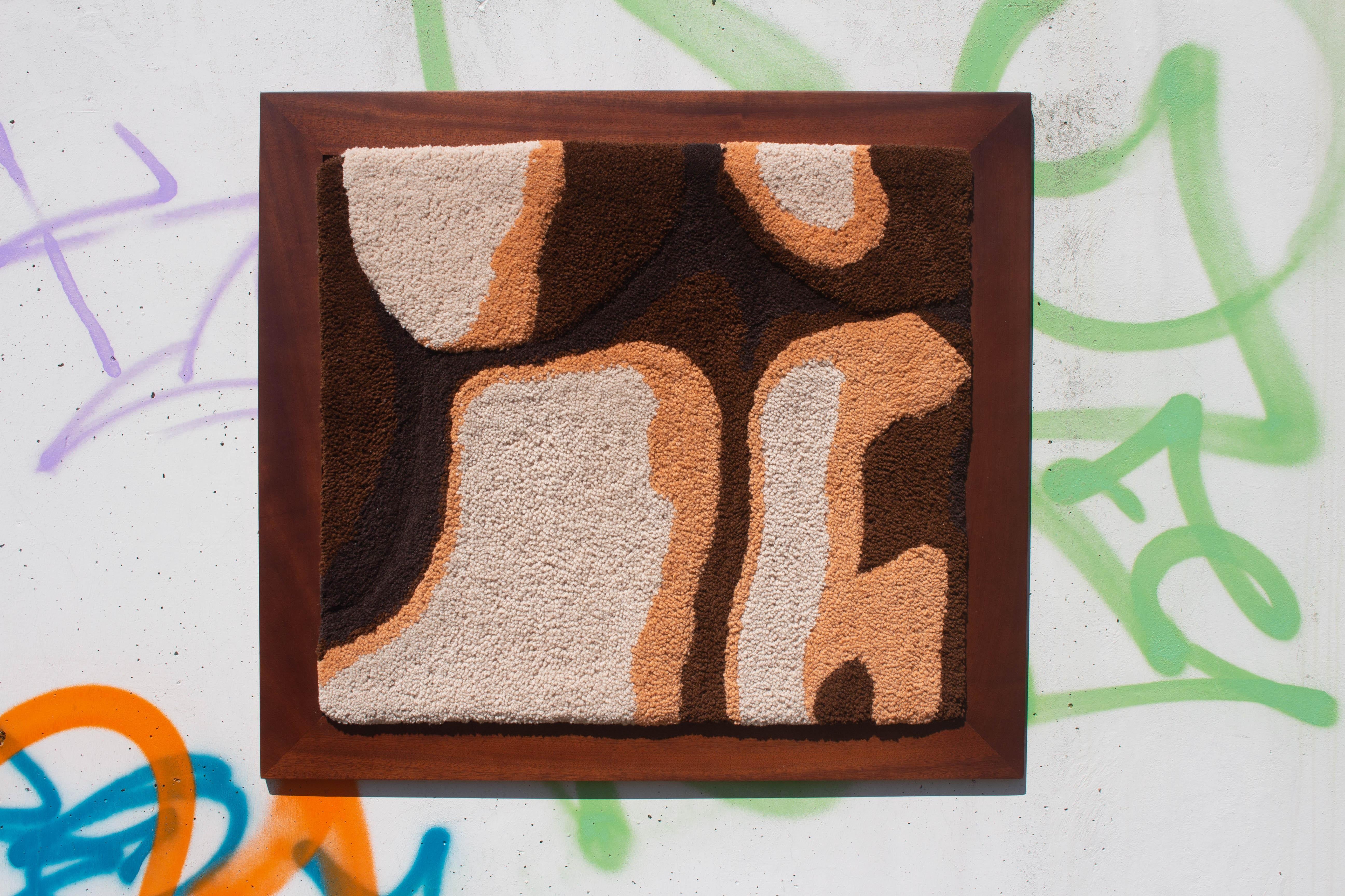 ABSTRACT LANDSCAPE V is part of a nude collection and is one of a kind contemporary artwork. Handmade using tufting technique and 100% Portuguese wool yarn with anti-moth treatment. The bass-relief is carved with scissors, creating different heights