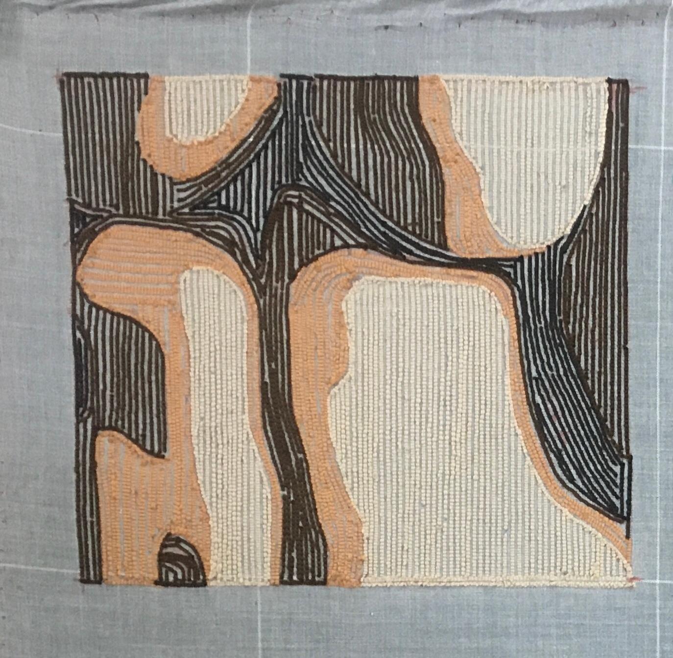 Zeitgenössischer Wandteppich aus Wolle, abstrakter Akt, Textilkunst von Ohxoja im Angebot 3