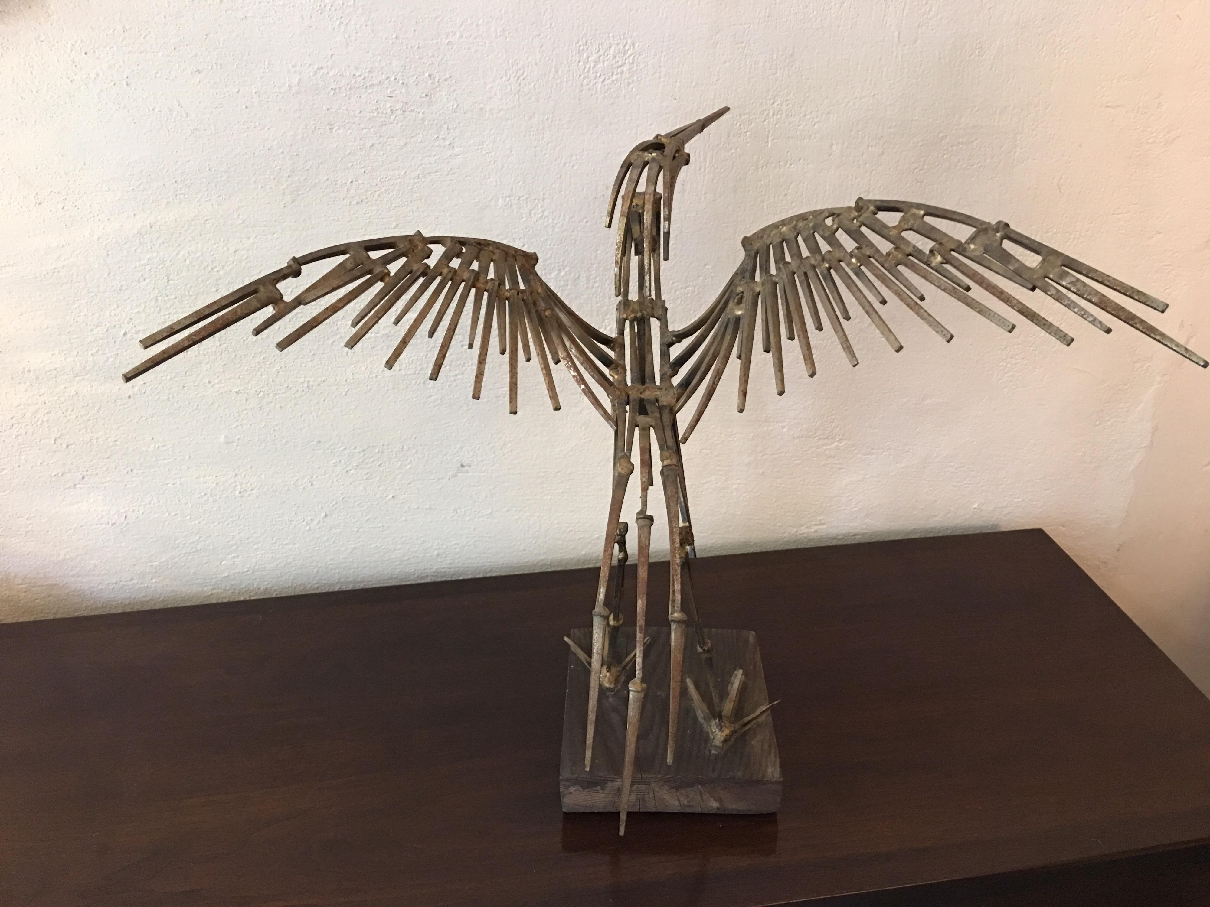Mid-20th Century Abstract Large Bird Nail Sculpture