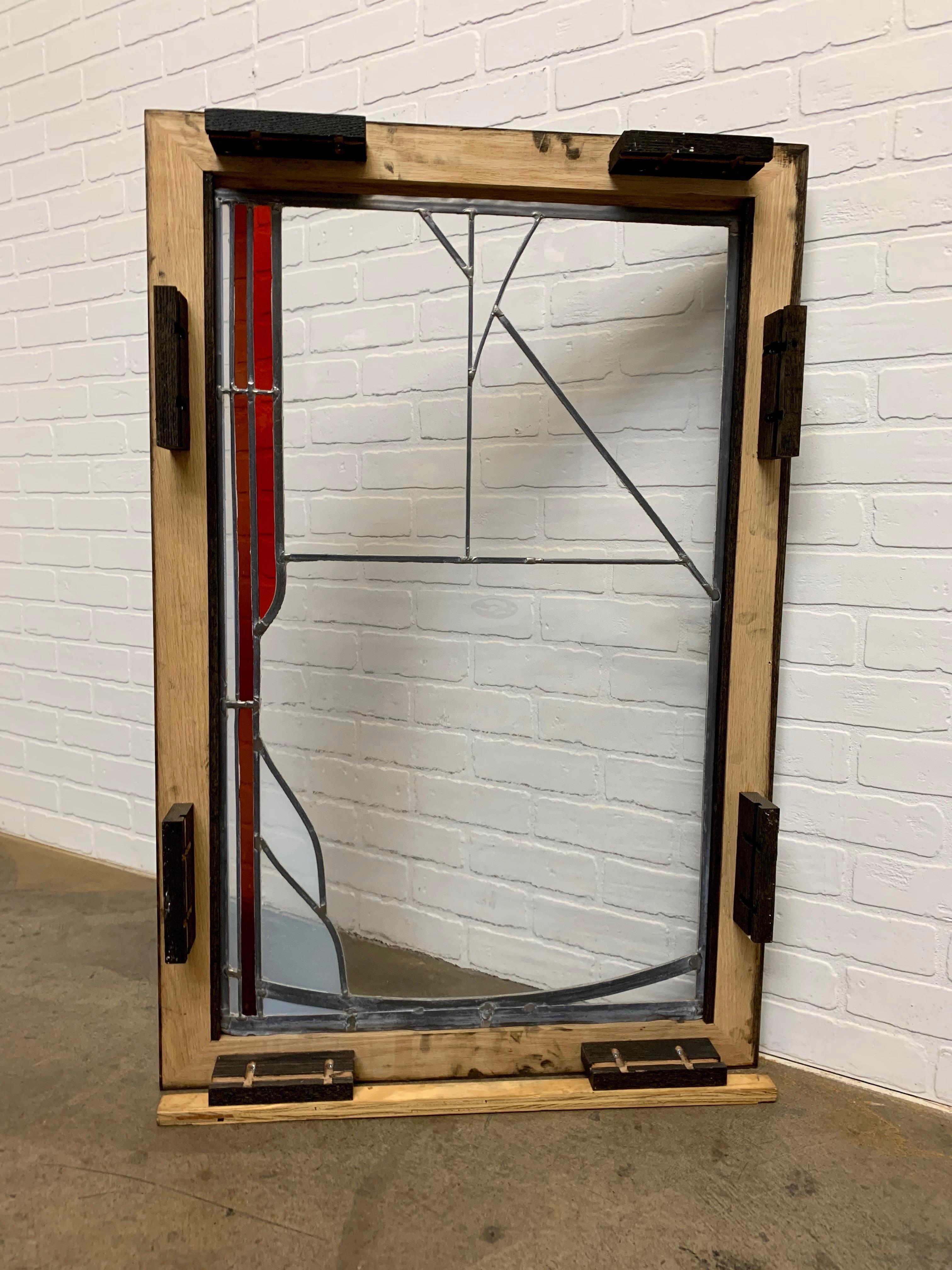 Abstract Leaded Glass Window For Sale 7