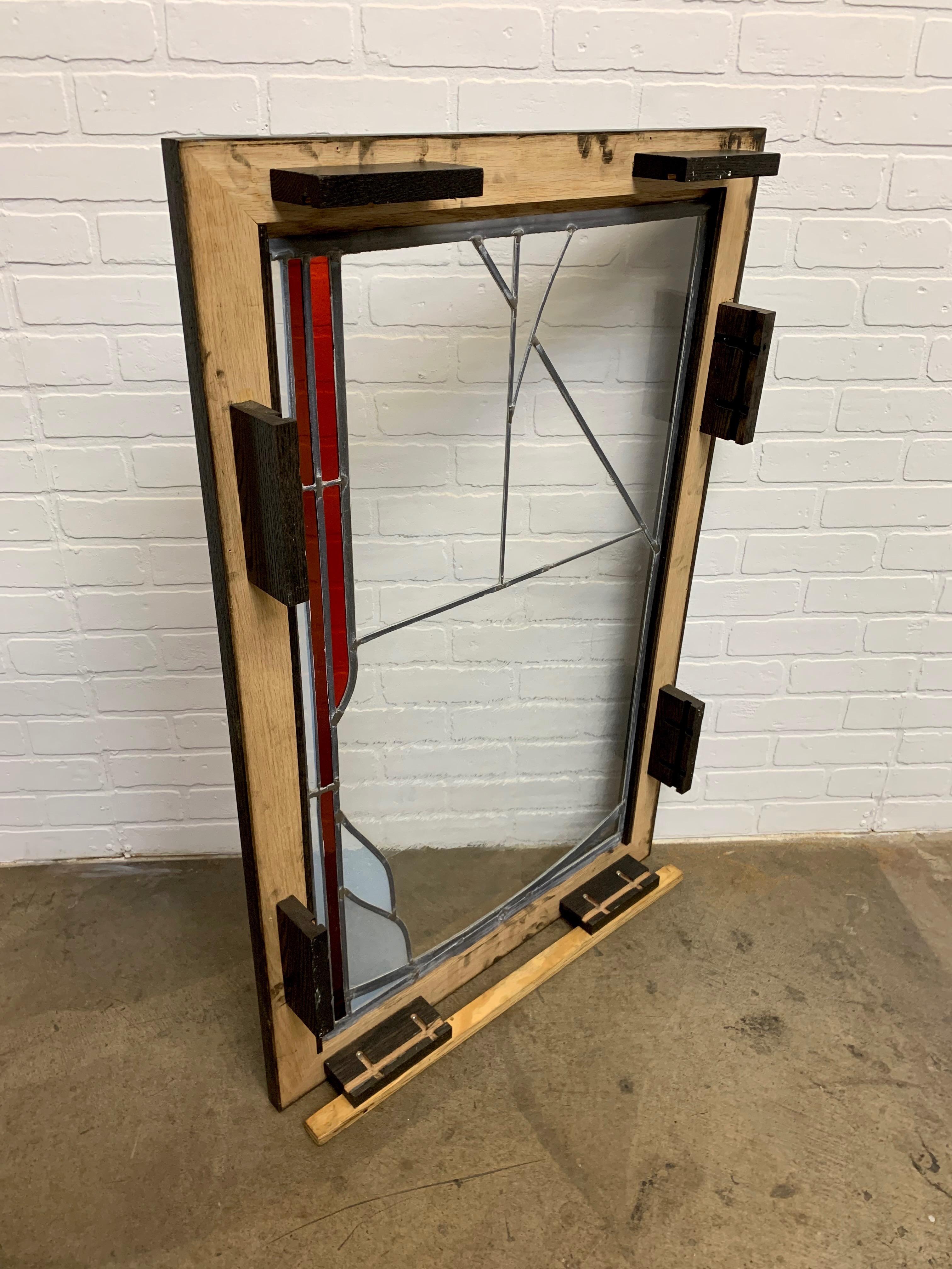 Abstract Leaded Glass Window For Sale 8