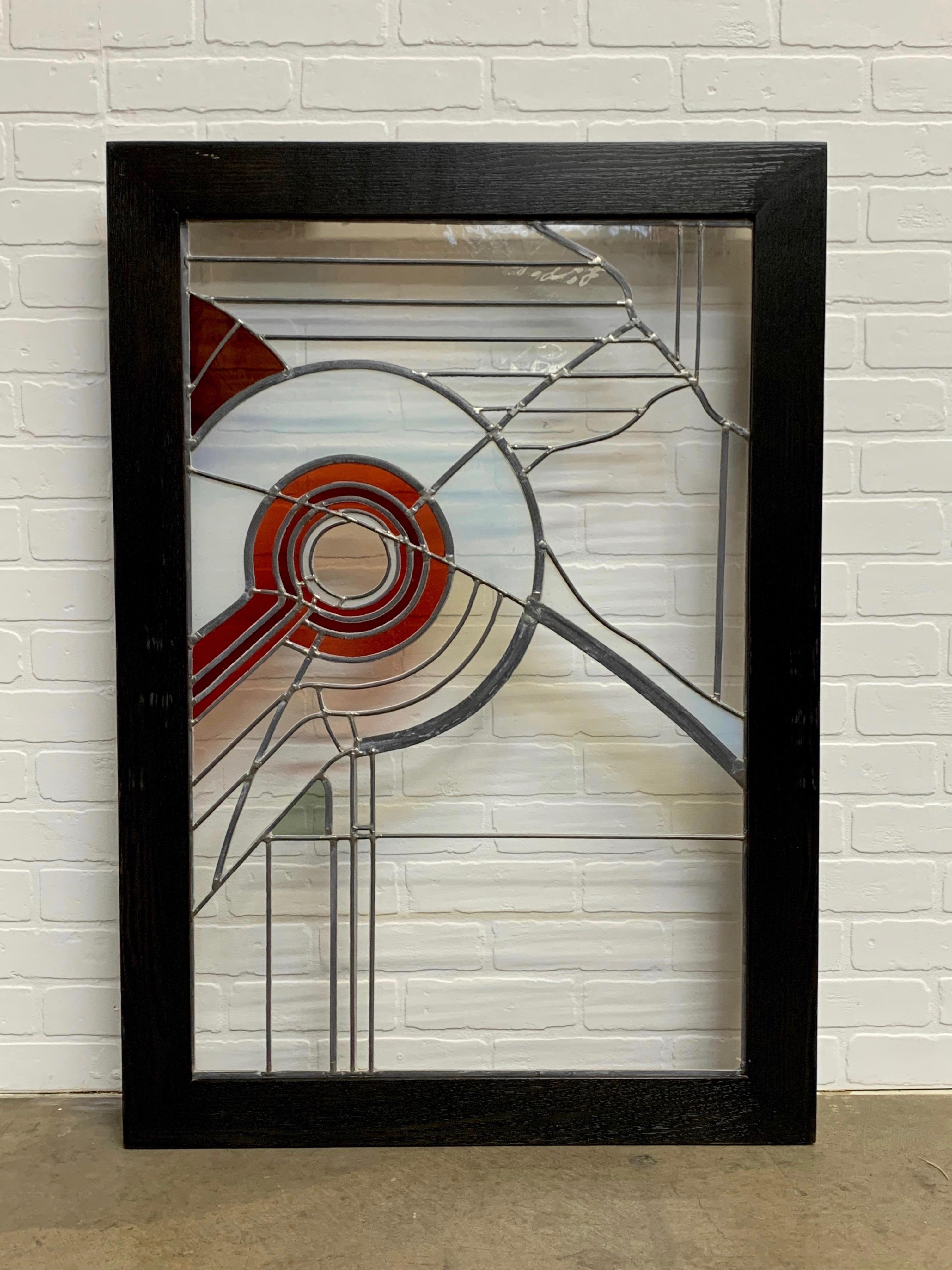 Studio crafted stained glass abstraction. This piece has been custom framed for display.
 
 
 
   