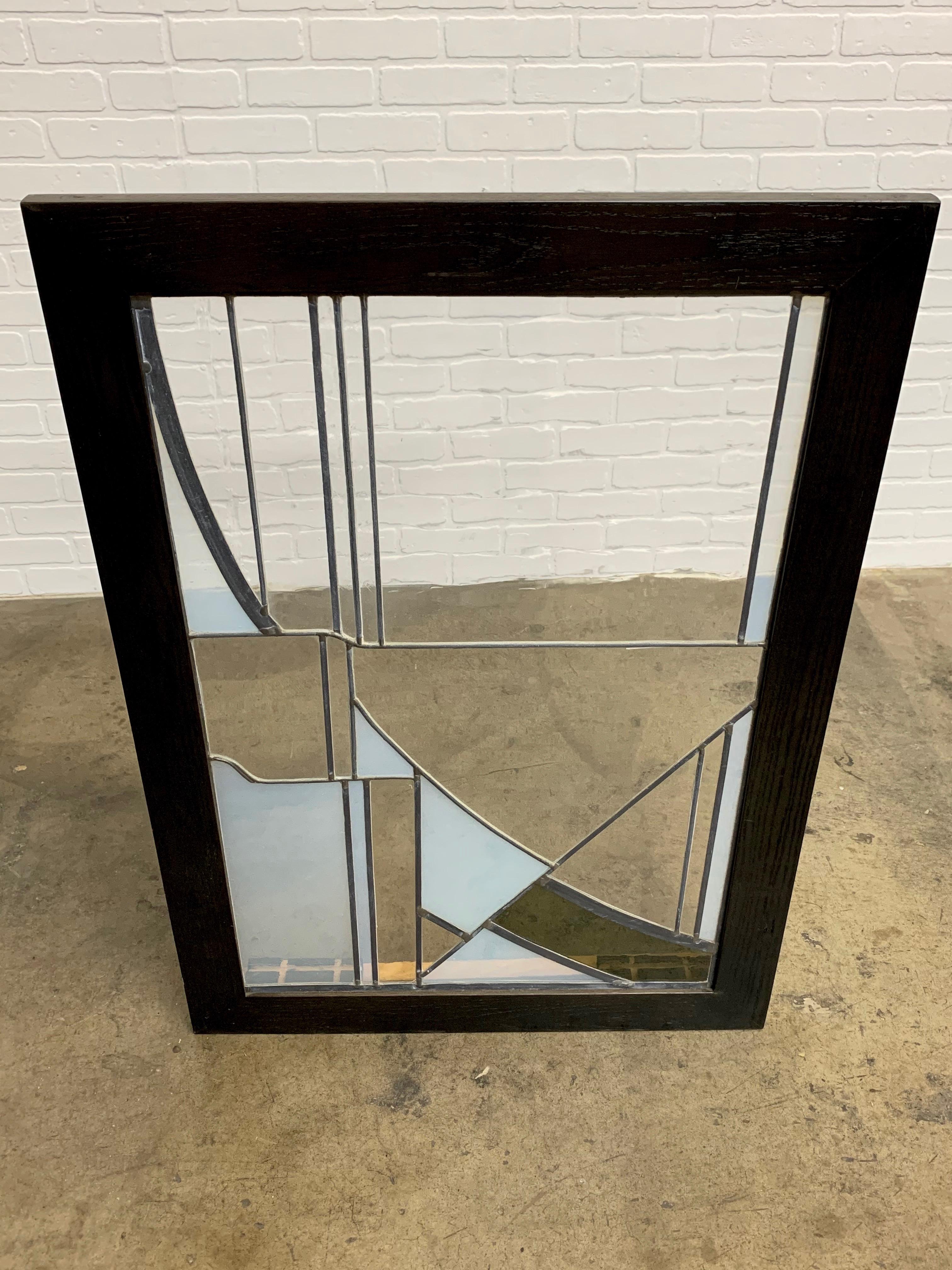 Modern Abstract Leaded Glass Window For Sale