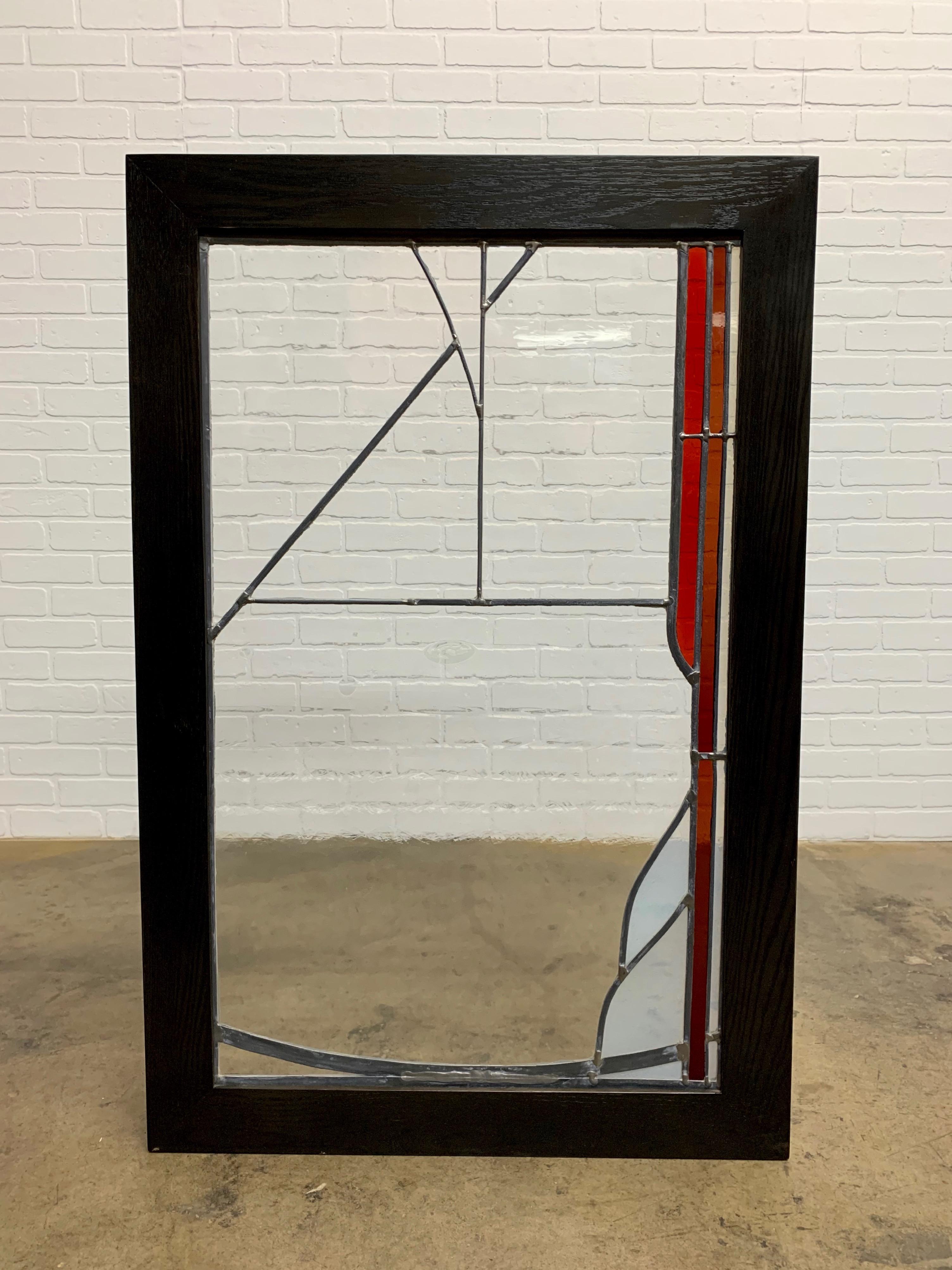 Modern Abstract Leaded Glass Window For Sale