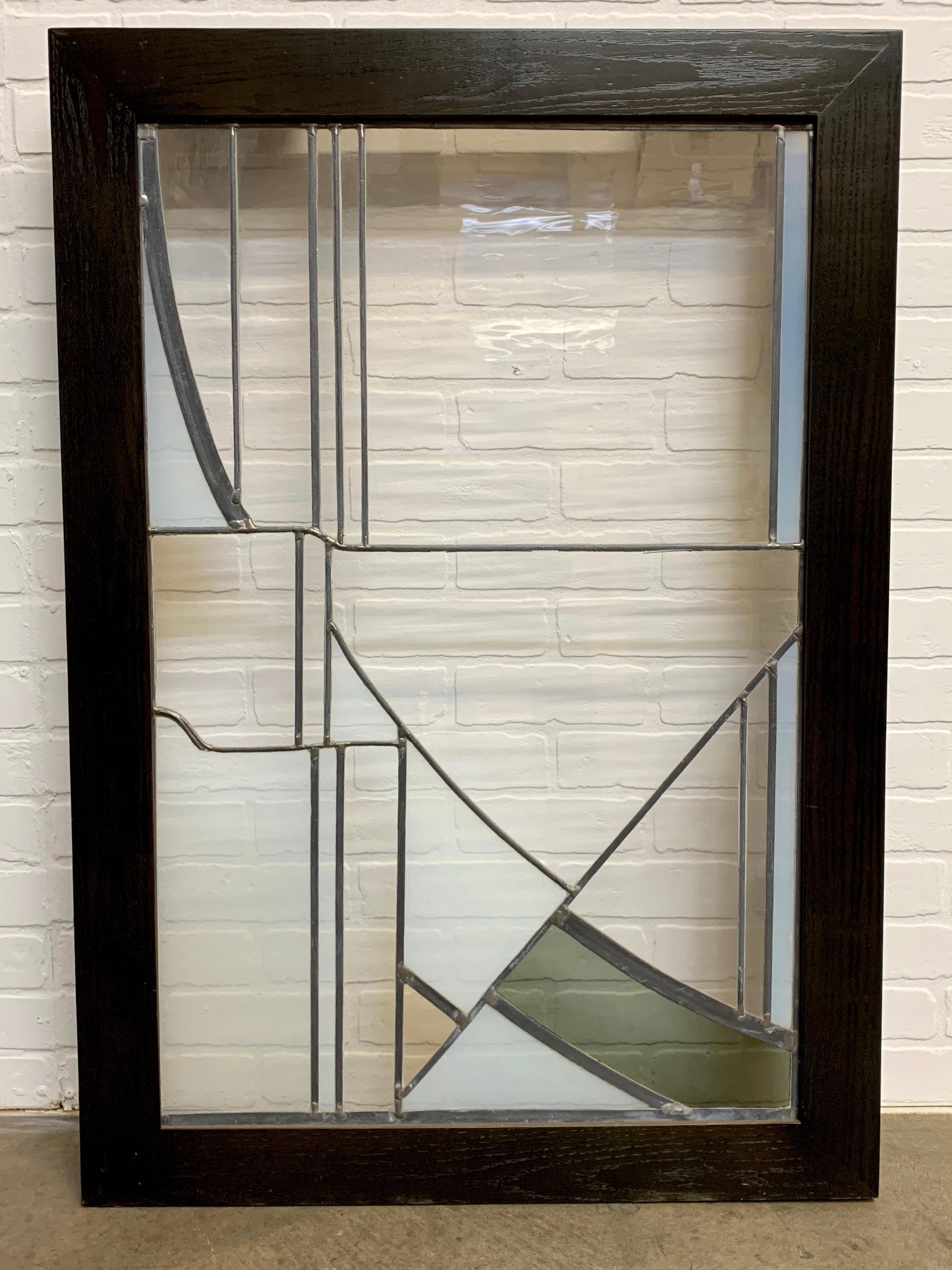 American Abstract Leaded Glass Window For Sale