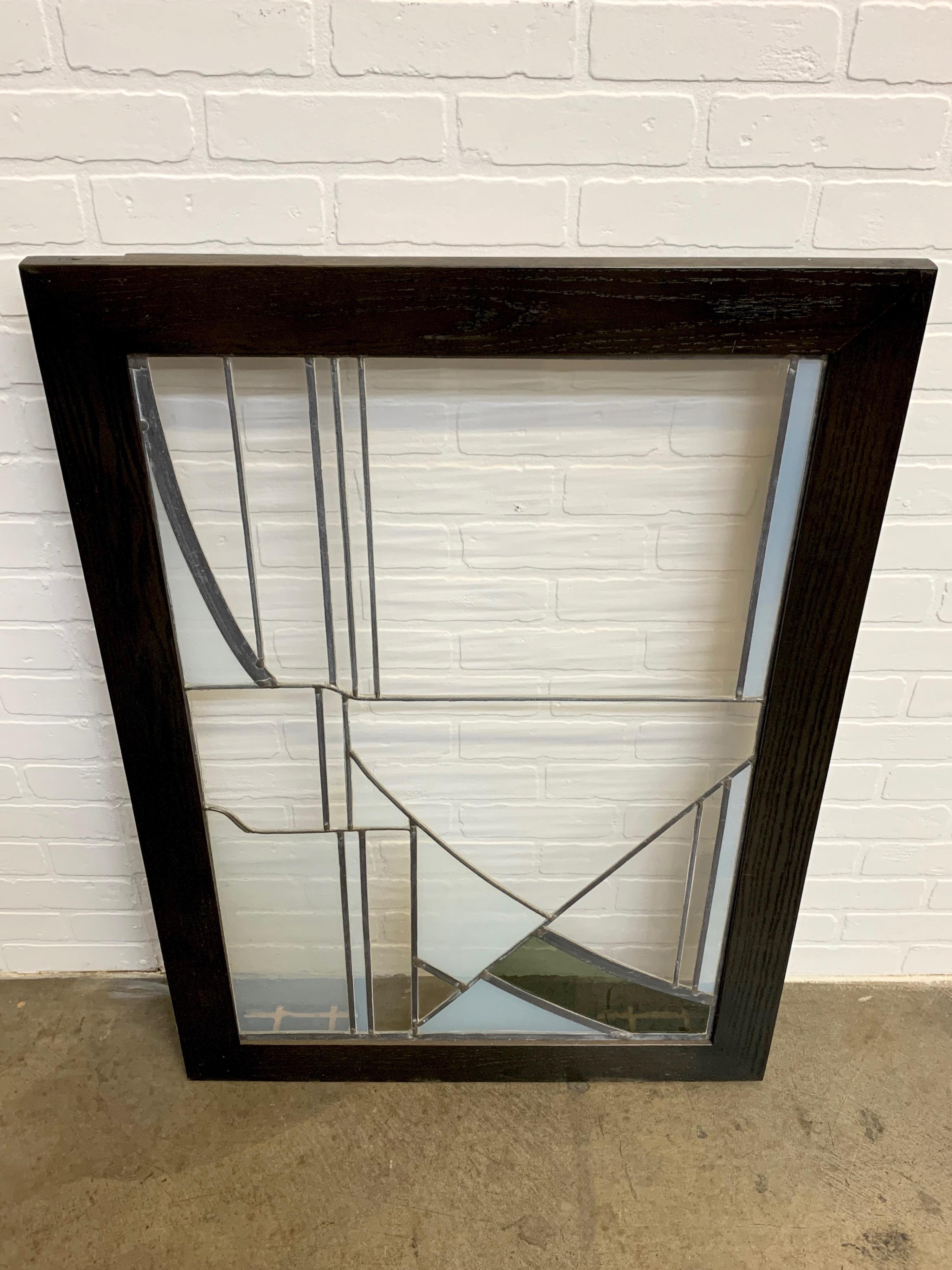 Abstract Leaded Glass Window In Good Condition For Sale In Denton, TX