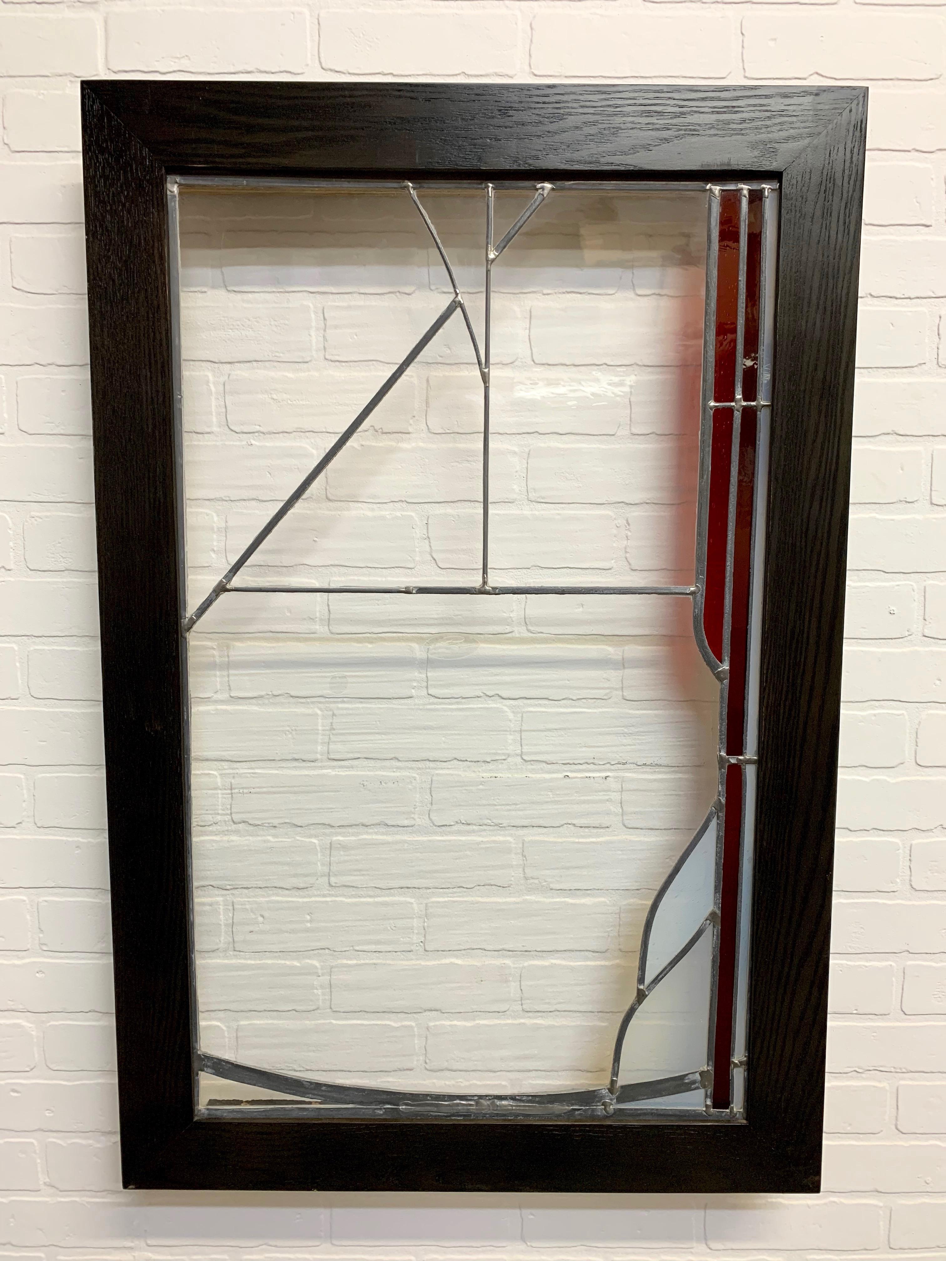 Abstract Leaded Glass Window In Good Condition For Sale In Denton, TX