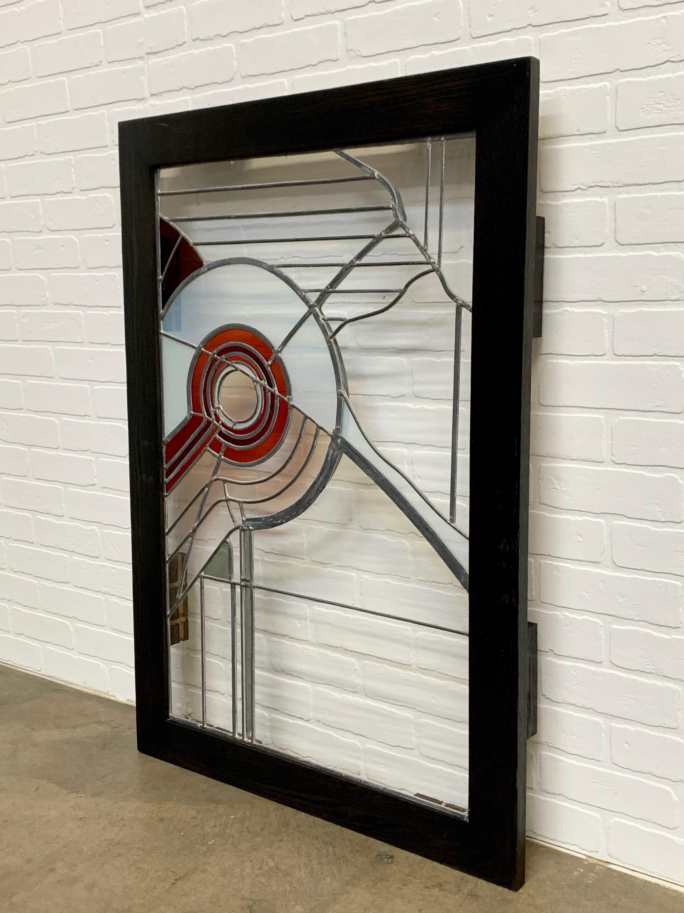 20th Century Abstract Leaded Glass Window For Sale