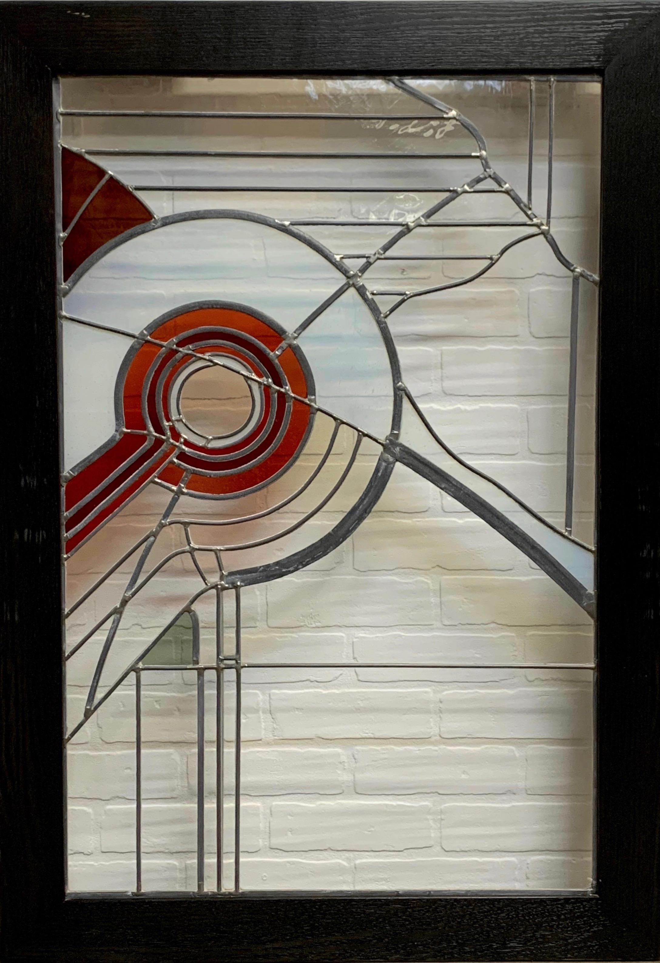 Abstract Leaded Glass Window For Sale 1