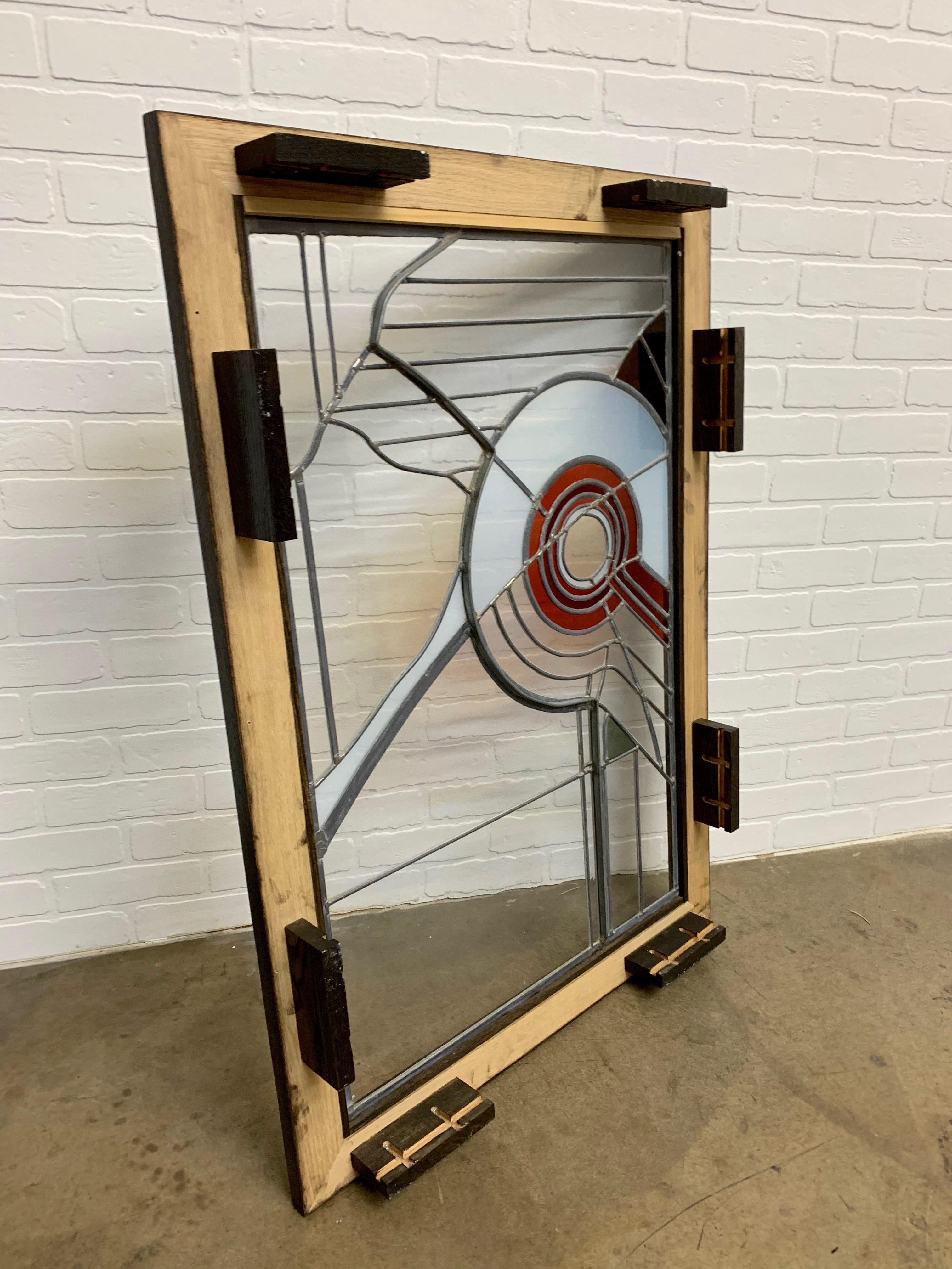 Abstract Leaded Glass Window For Sale 2