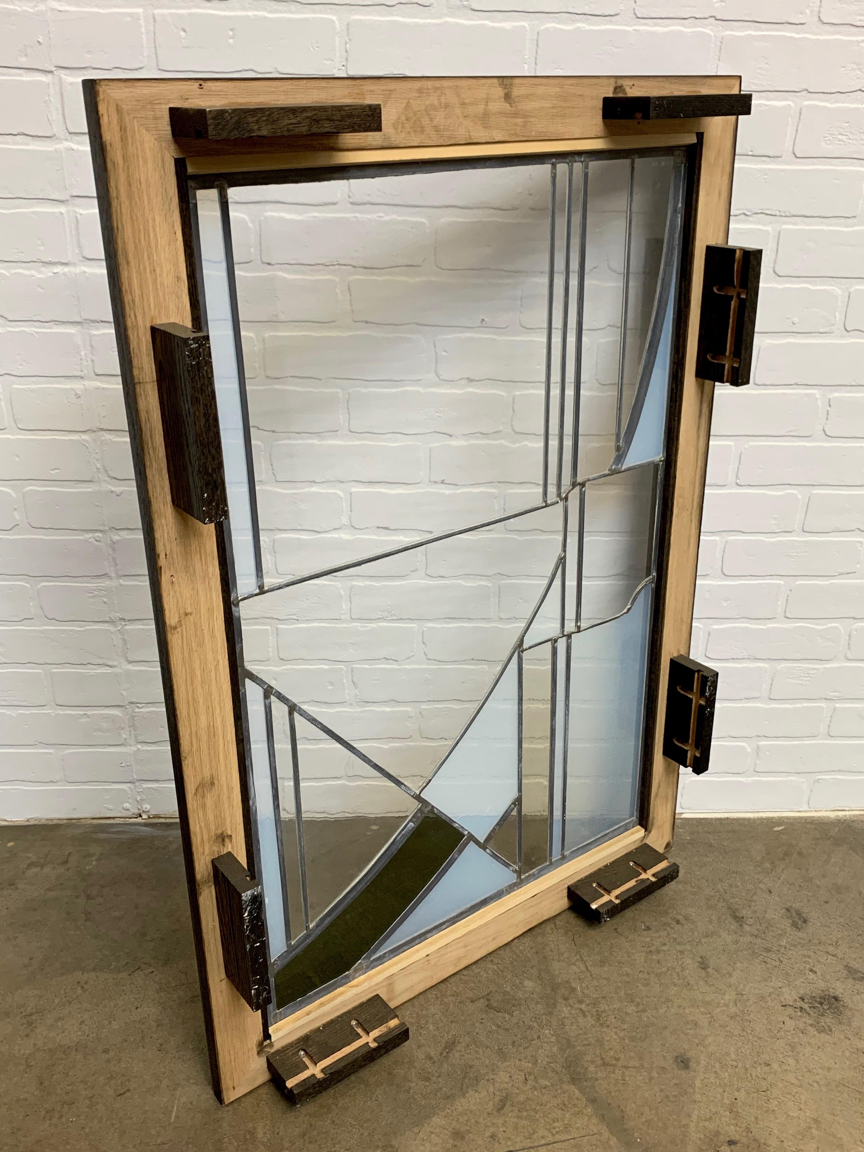 Abstract Leaded Glass Window For Sale 3