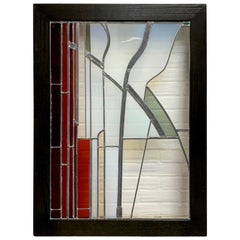 Vintage Abstract Leaded Glass Window