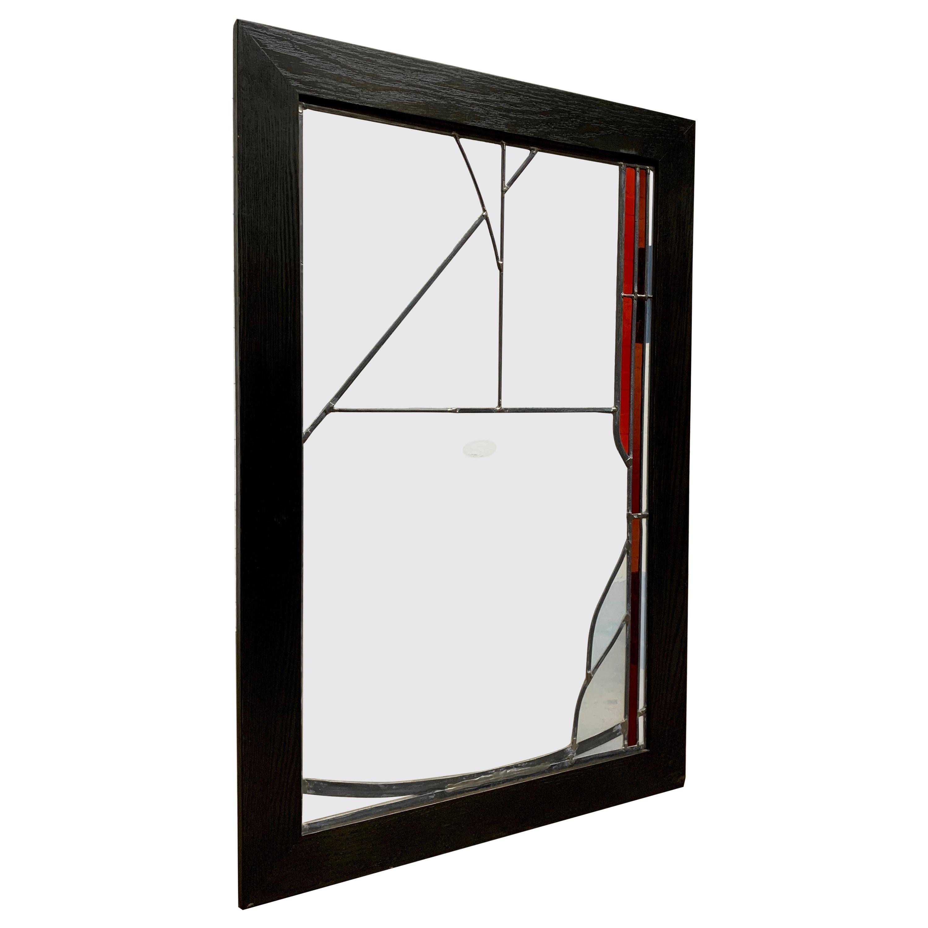 Abstract Leaded Glass Window For Sale
