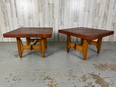 Abstrakte Beistelltische mit Lederplatte von „Atre Sano“ Kolumbien