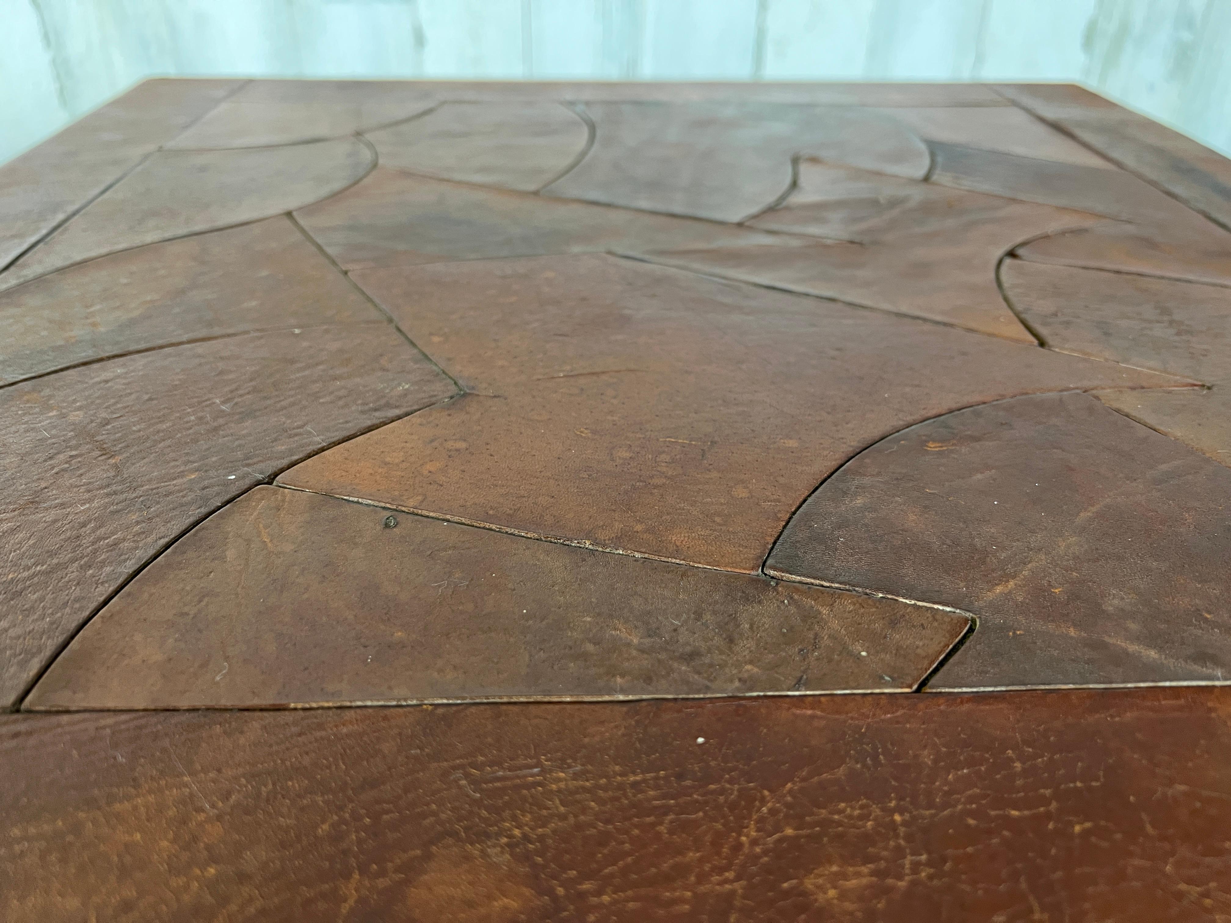 Abstract Leather Top End Tables by 
